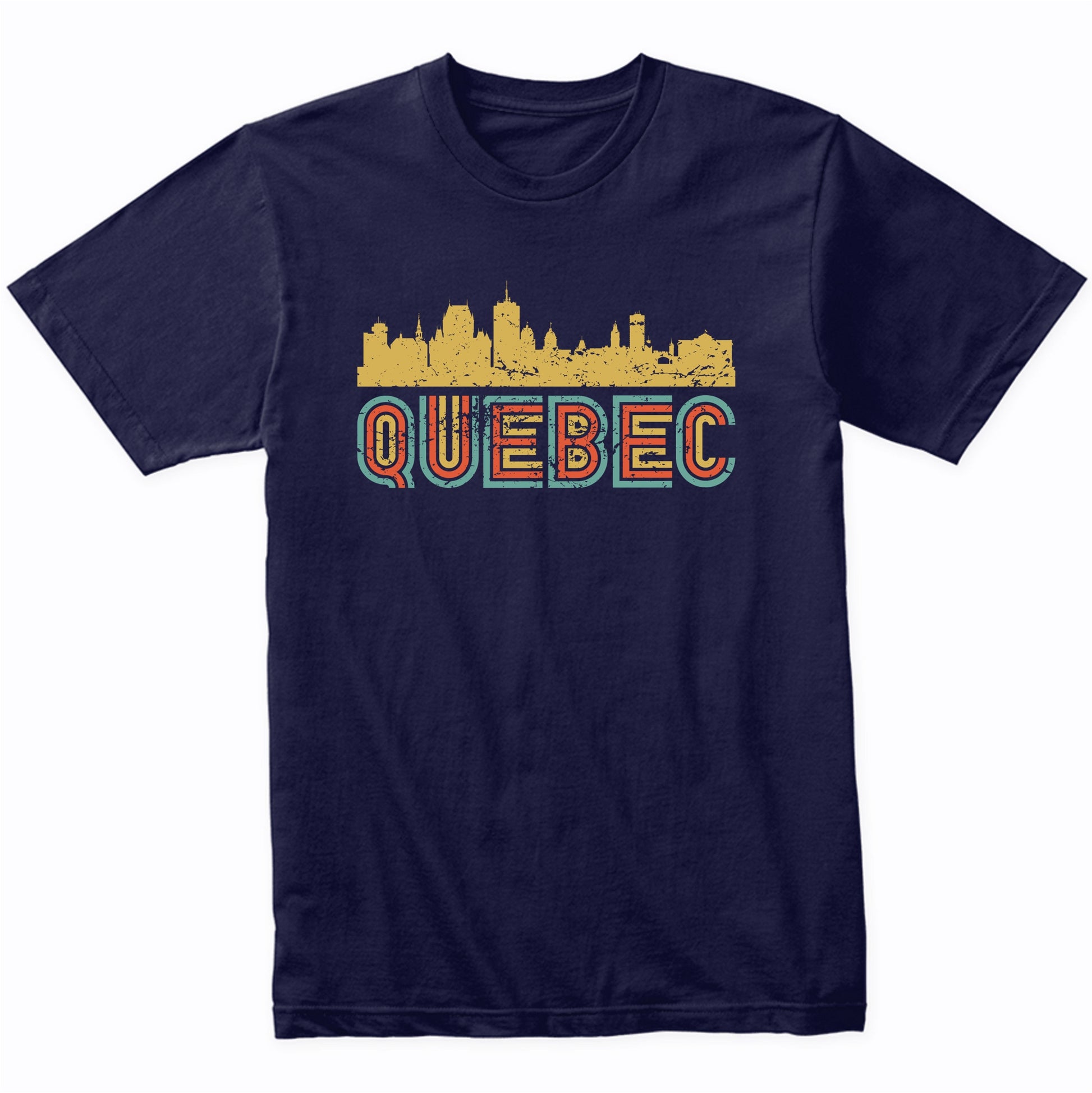 Retro Quebec City Canada Skyline T-Shirt