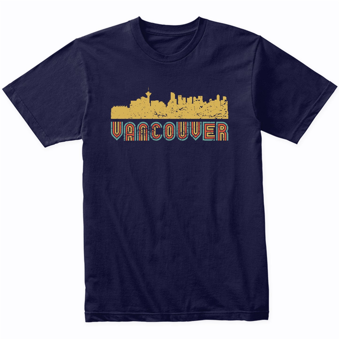Retro Vancouver British Columbia Skyline T-Shirt