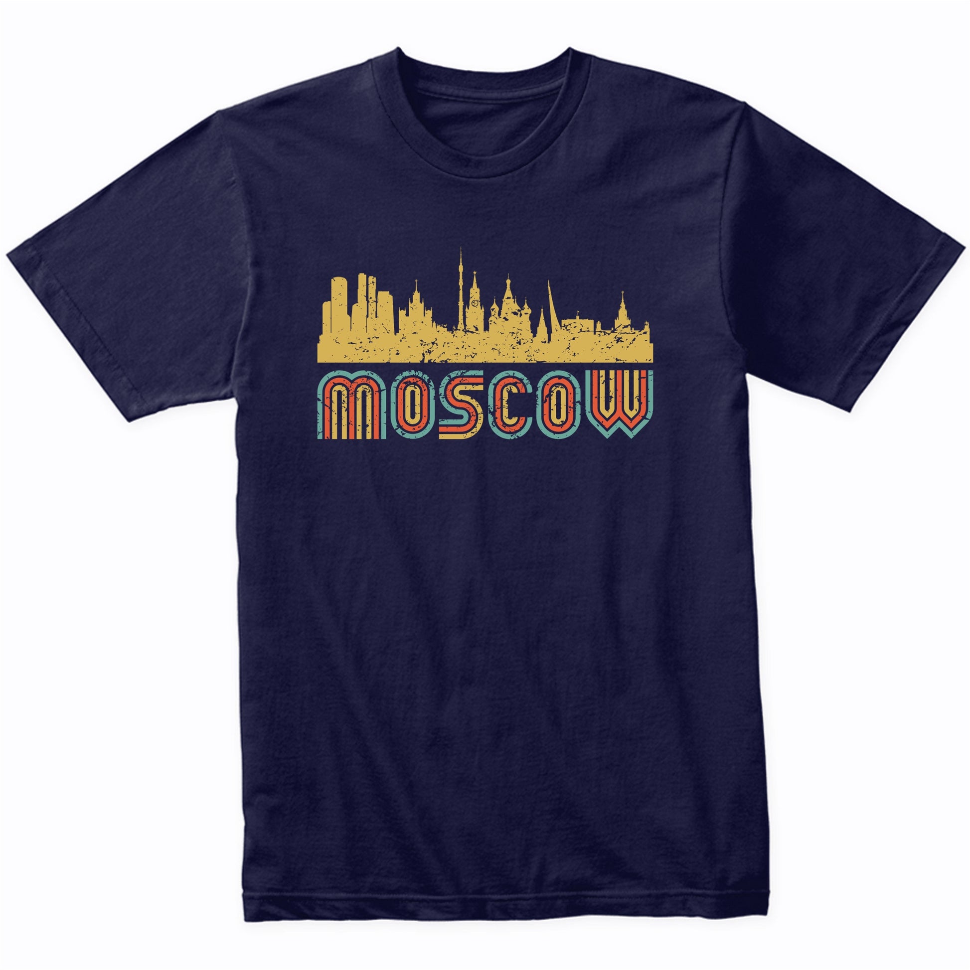 Retro Moscow Russia Skyline T-Shirt