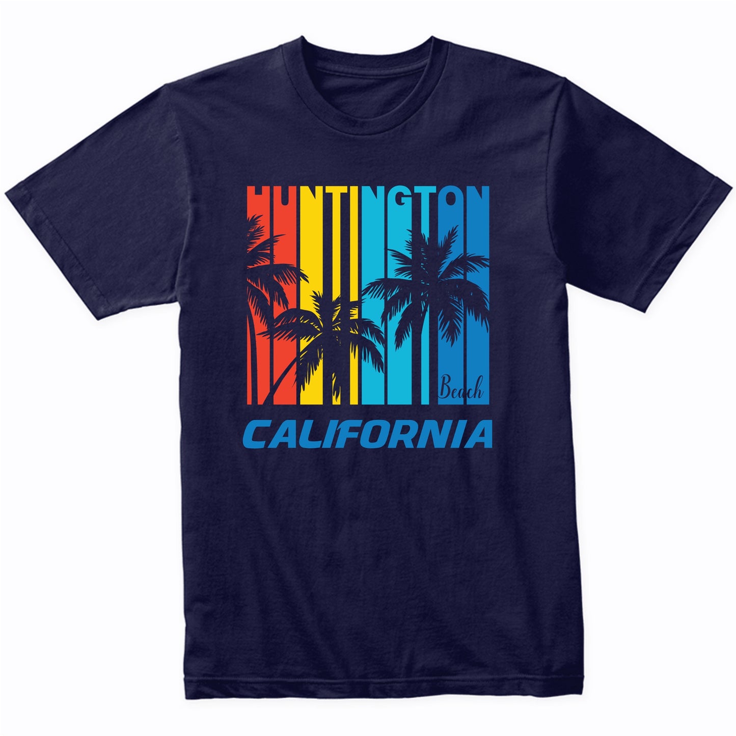 Retro Huntington Beach California Palm Trees Vacation T-Shirt