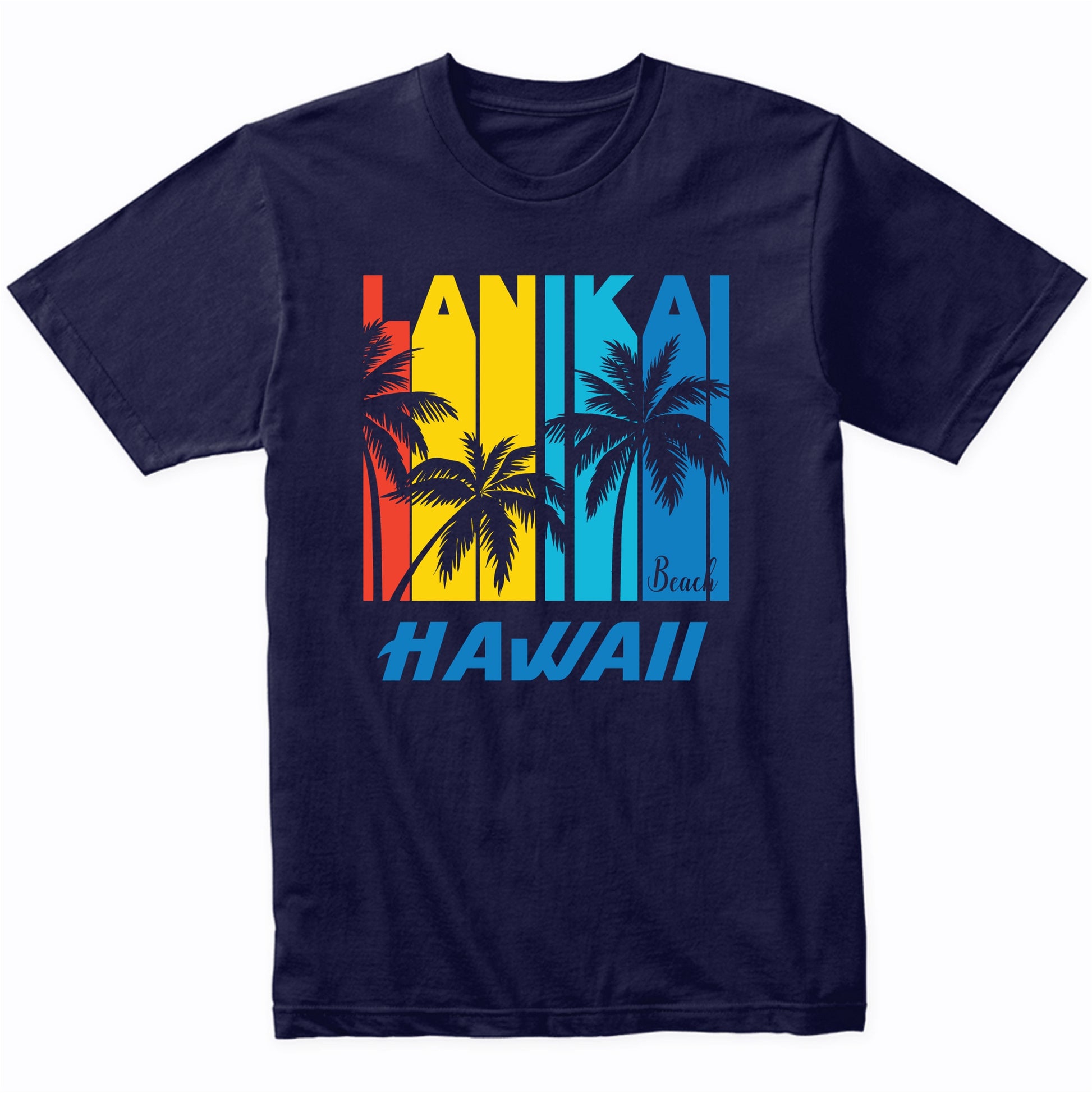 Retro Lanikai Beach Hawaii Palm Trees Vacation T-Shirt