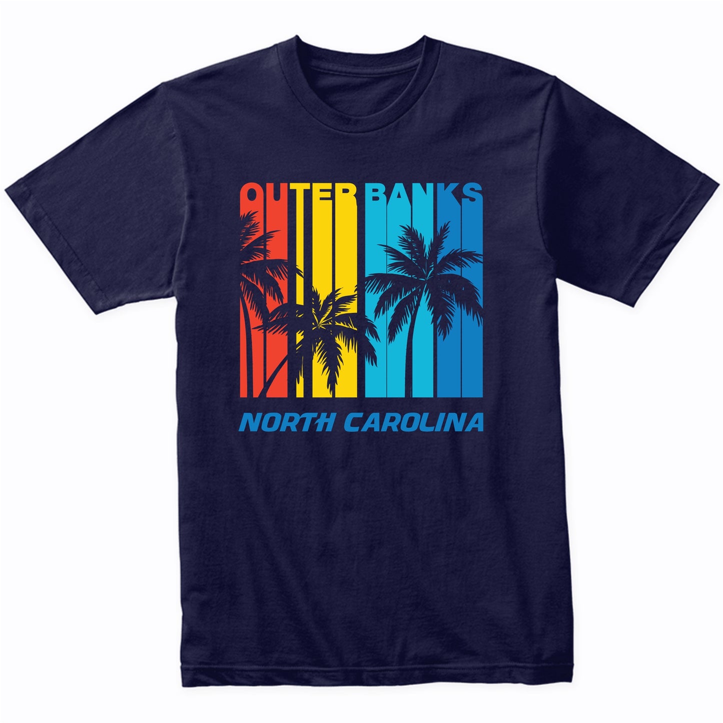 Retro Outer Banks North Carolina Palm Trees Vacation T-Shirt