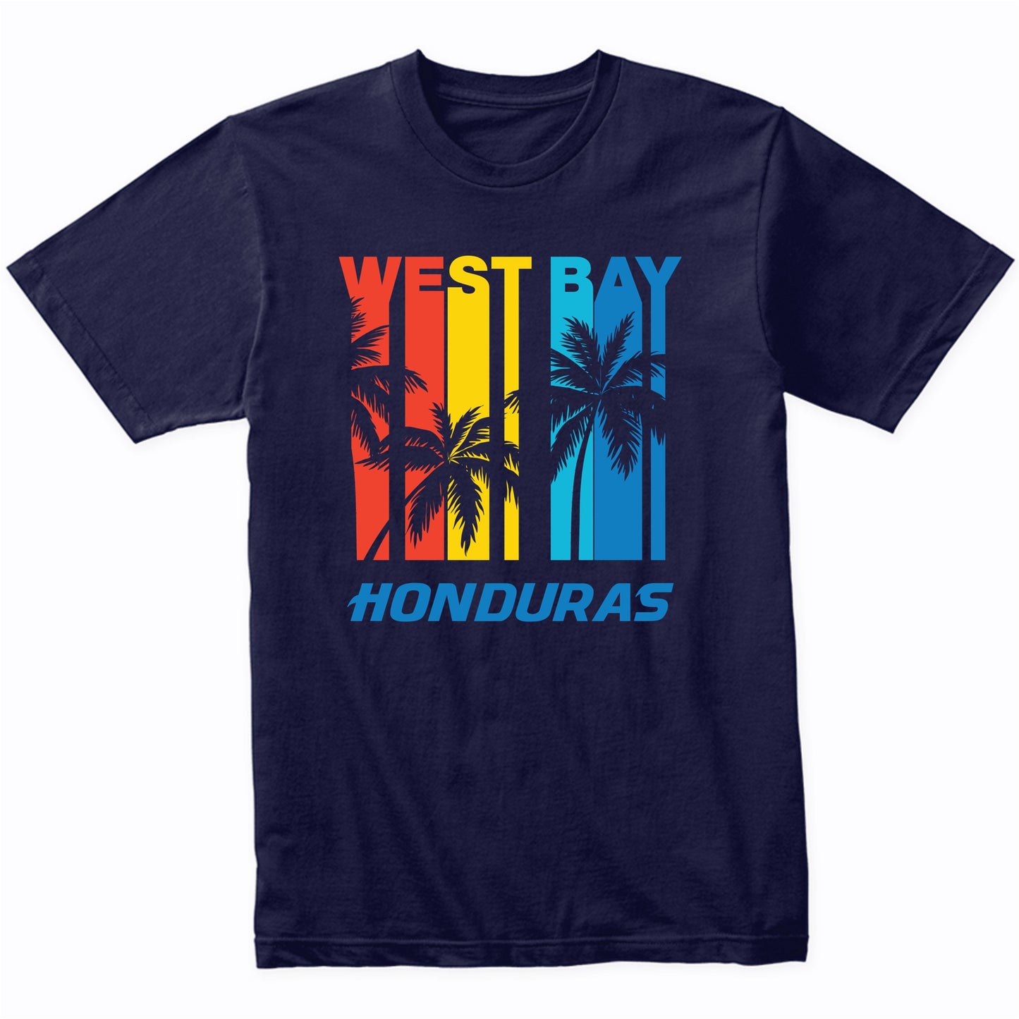 Retro West Bay Honduras Palm Trees Vacation T-Shirt