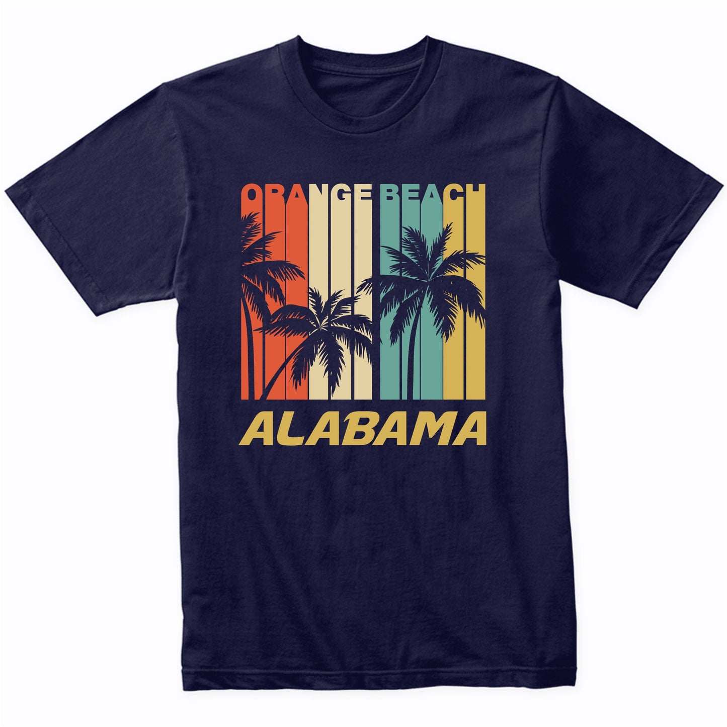 Retro Orange Beach Alabama Palm Trees Vacation T-Shirt
