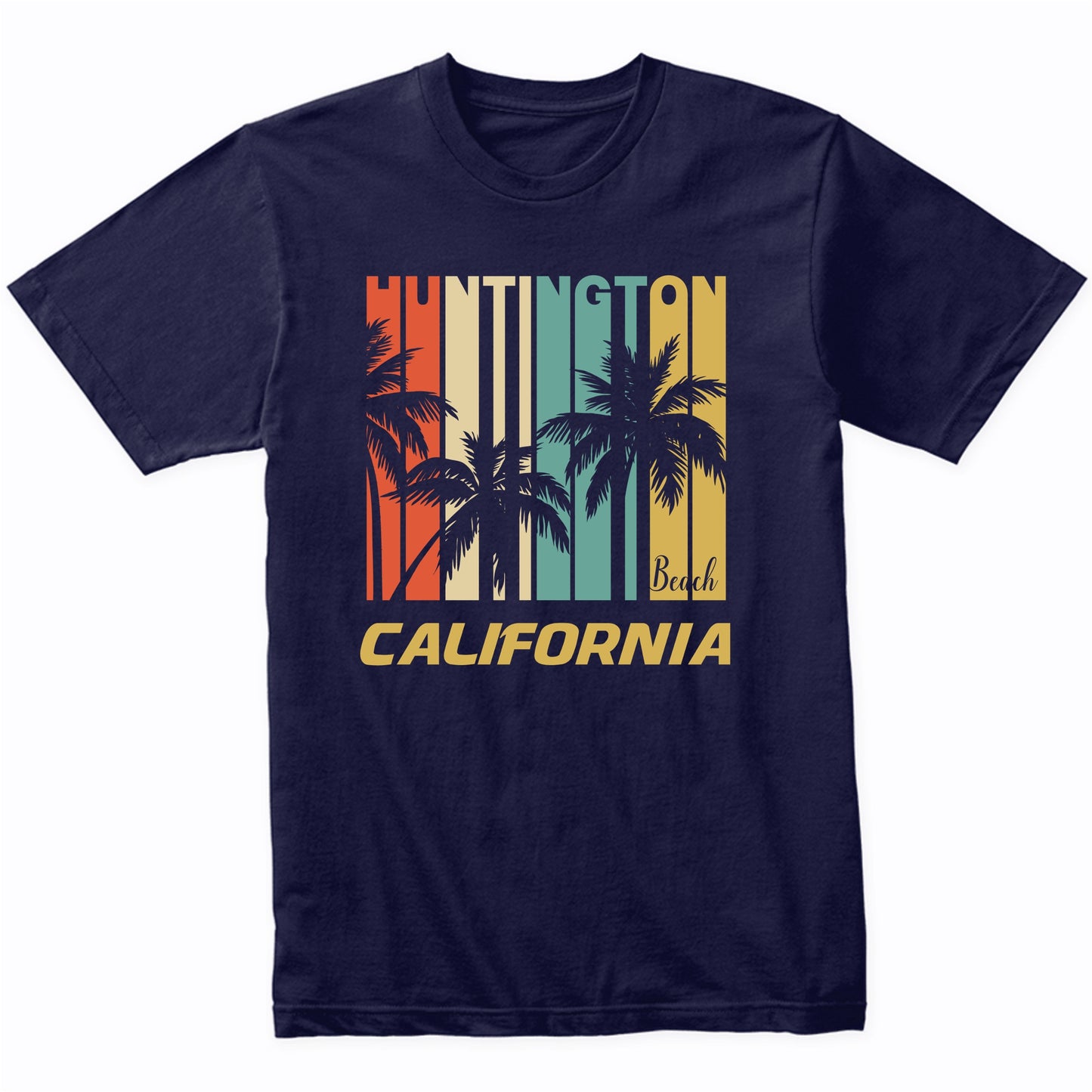 Retro Huntington Beach California Palm Trees Vacation T-Shirt
