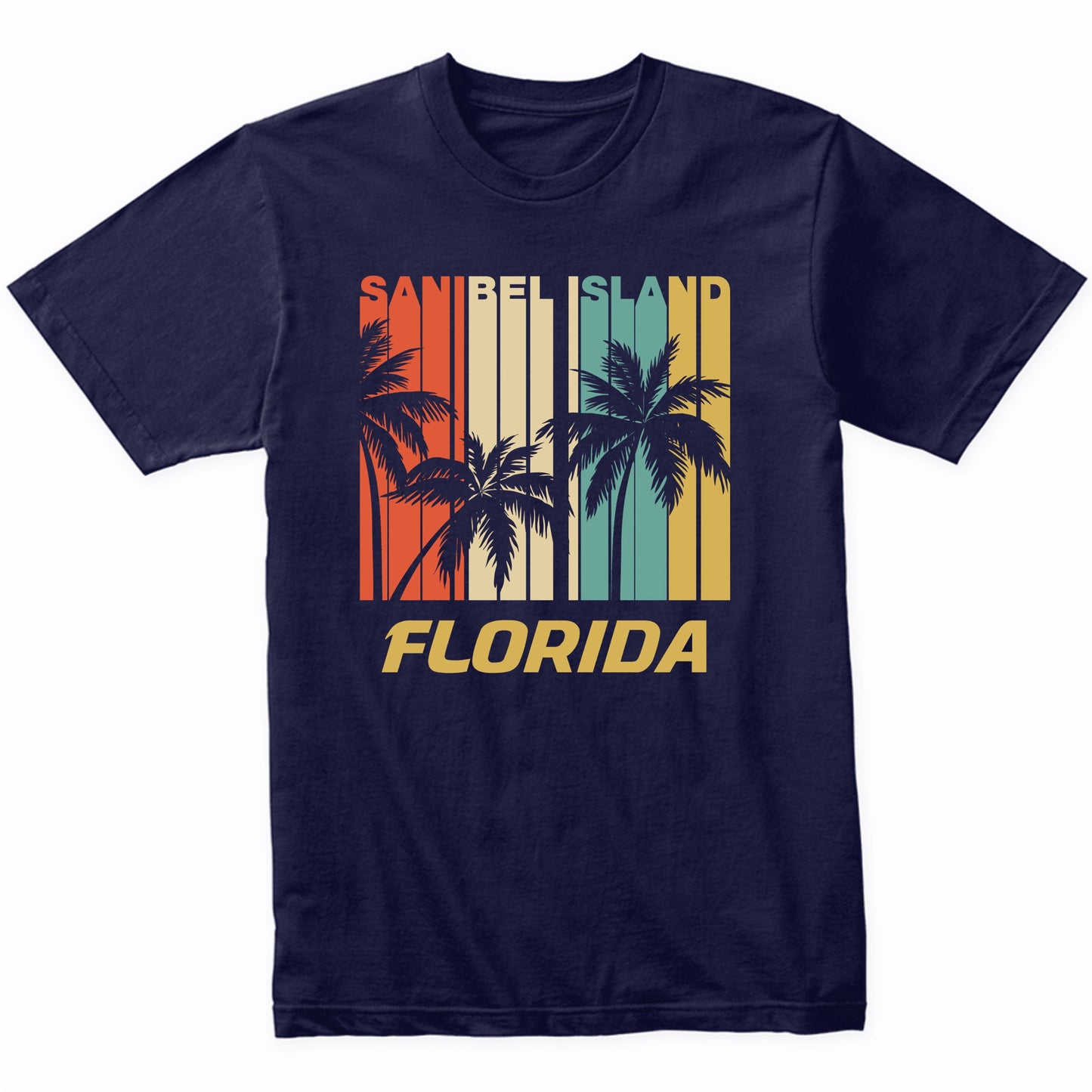 Retro Sanibel Island Florida Palm Trees Vacation T-Shirt