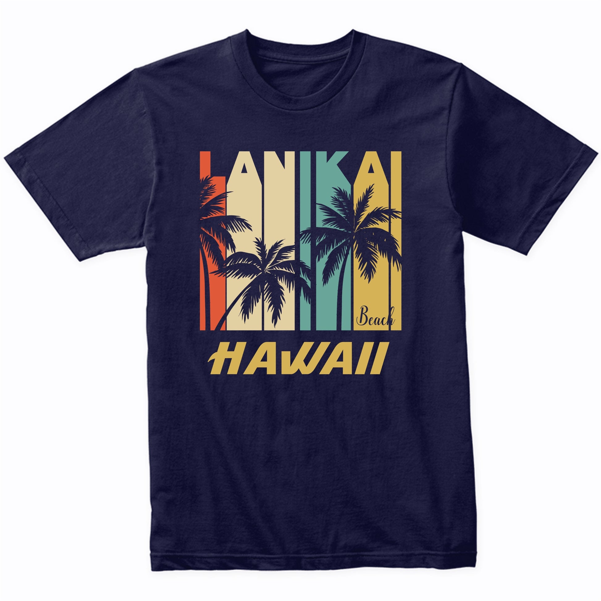 Retro Lanikai Beach Hawaii Palm Trees Vacation T-Shirt