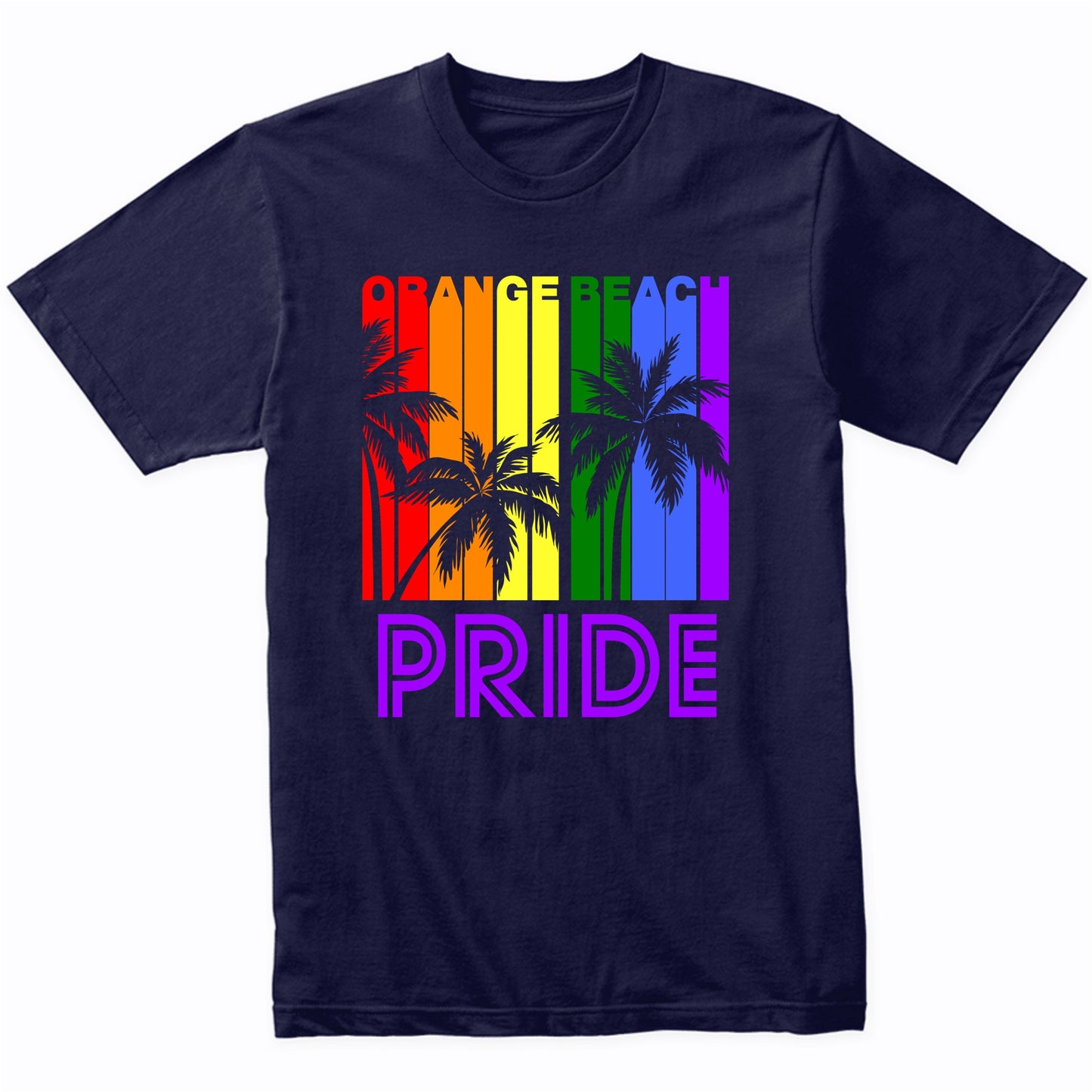 Orange Beach Pride Gay Pride LGBTQ Rainbow Palm Trees T-Shirt