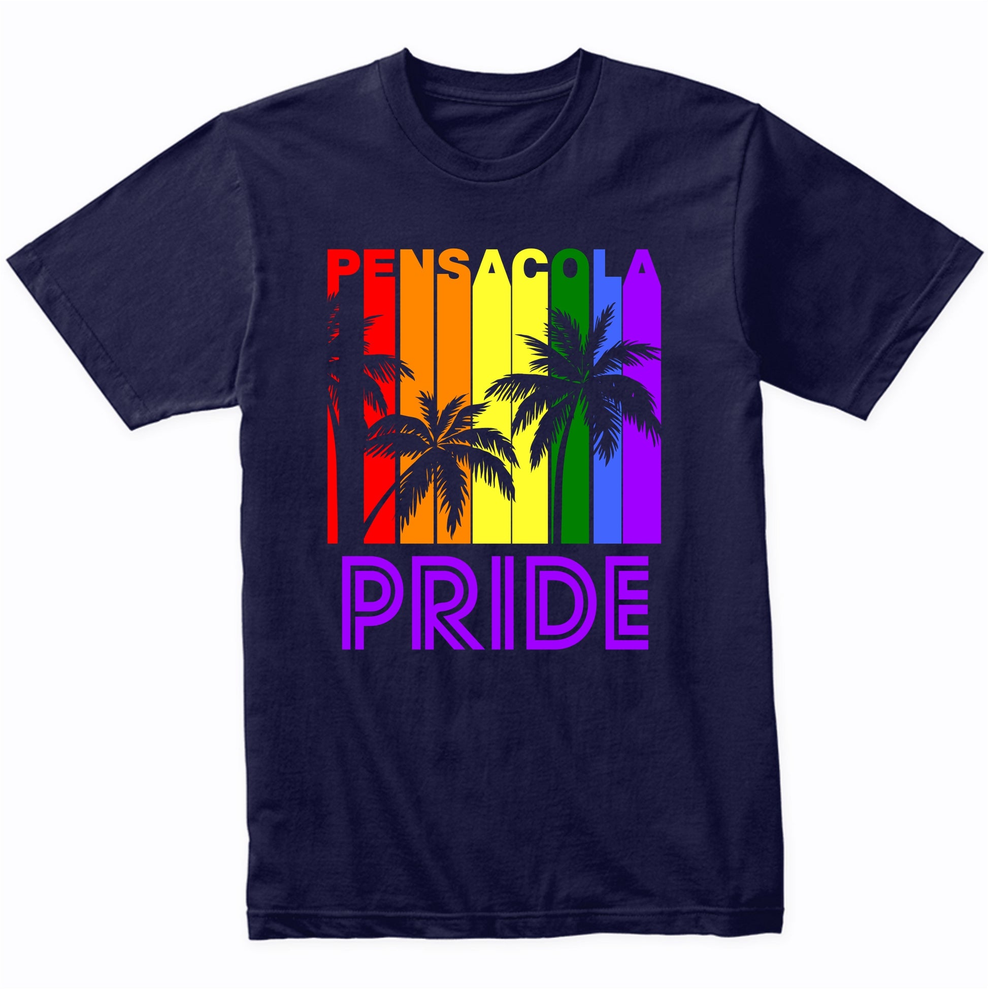 Pensacola Pride Gay Pride LGBTQ Rainbow Palm Trees T-Shirt