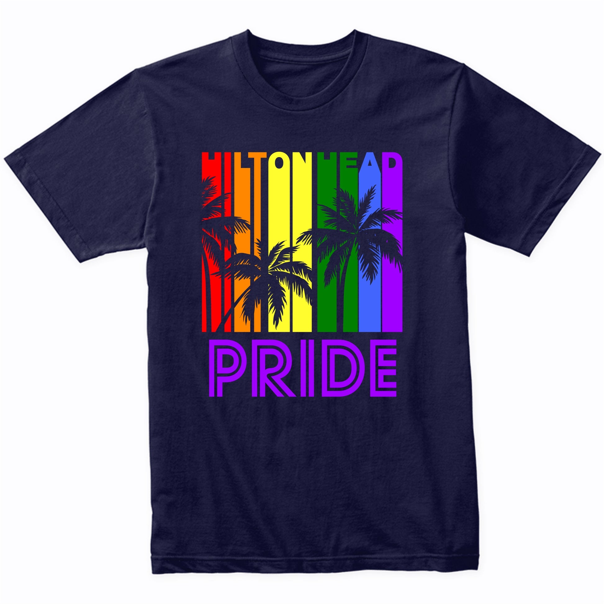 Hilton Head Pride Gay Pride LGBTQ Rainbow Palm Trees T-Shirt