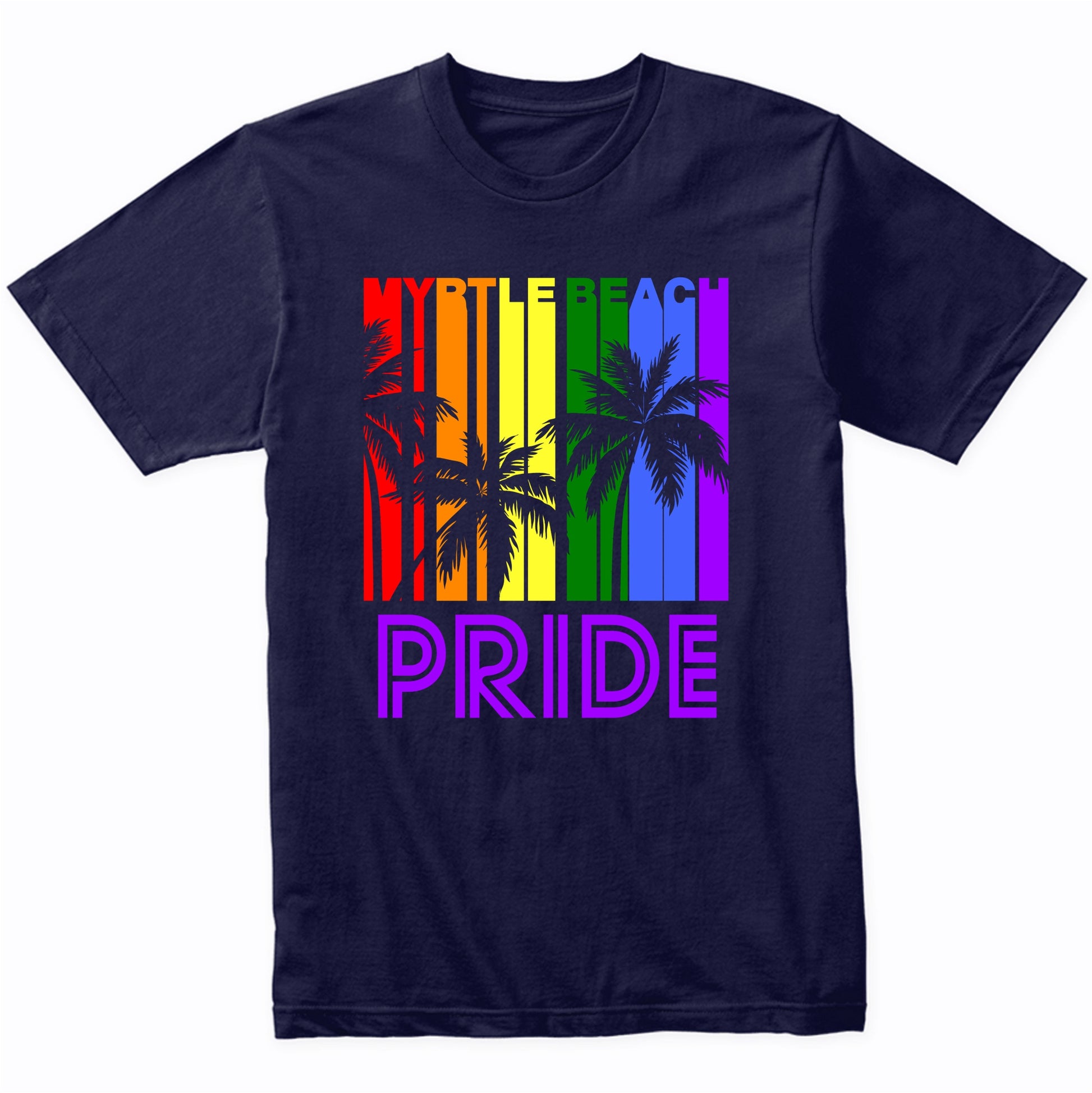 Myrtle Beach Pride Gay Pride LGBTQ Rainbow Palm Trees T-Shirt