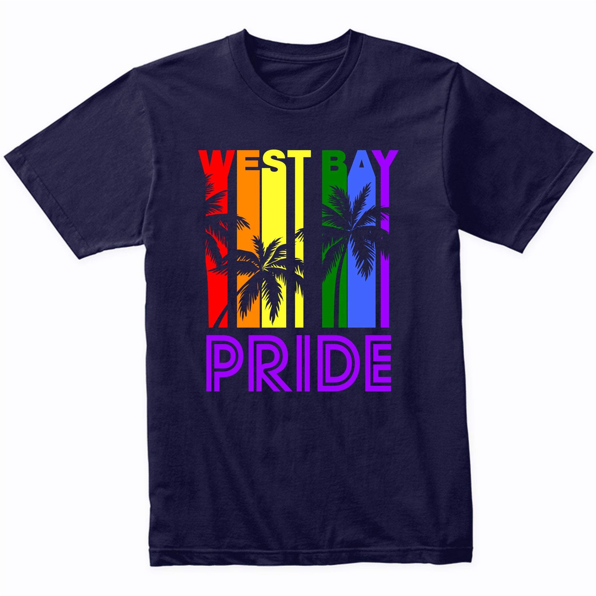 West Bay Pride Gay Pride LGBTQ Rainbow Palm Trees T-Shirt