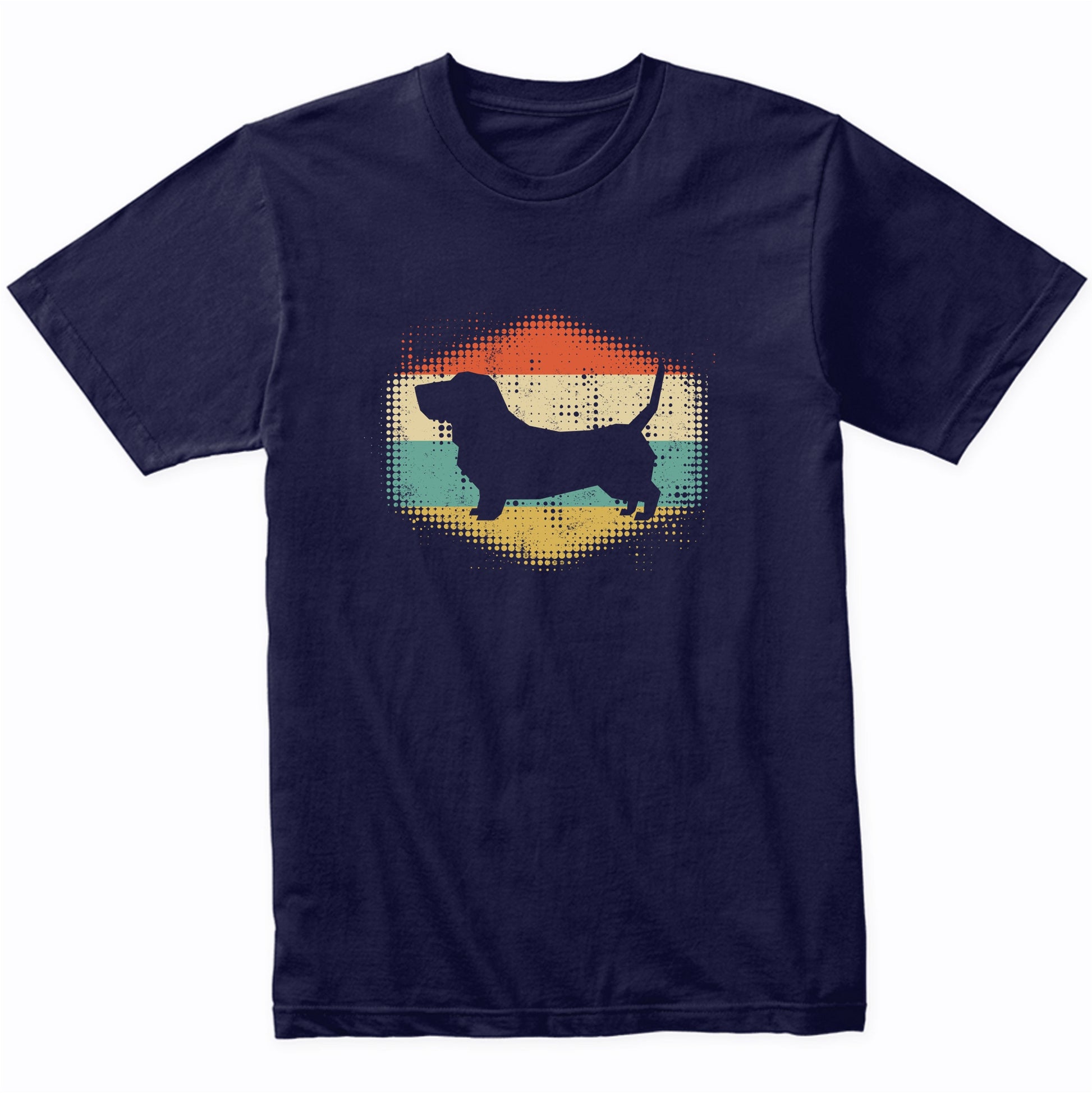 Vintage Retro Basset Hound Silhouette Dog Owner T-Shirt