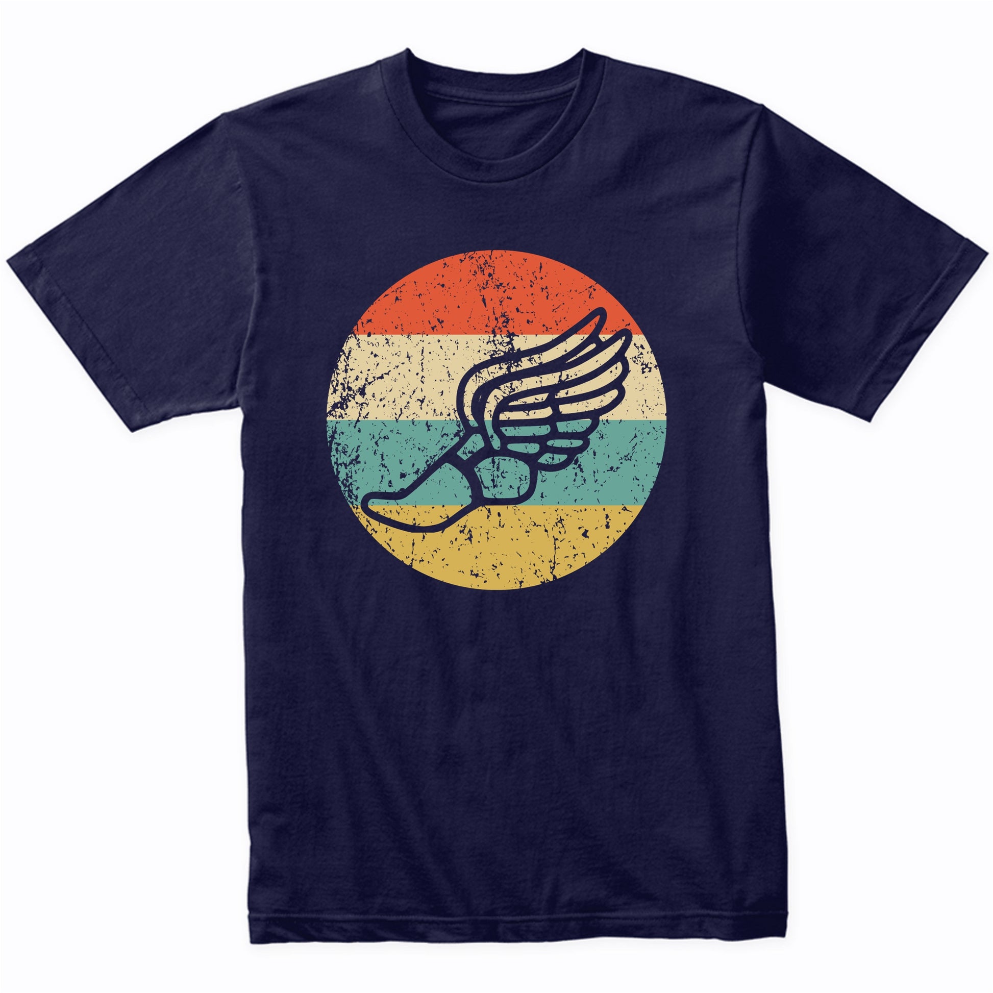 Running Shoe With Wings Retro Style Track T-Shirt