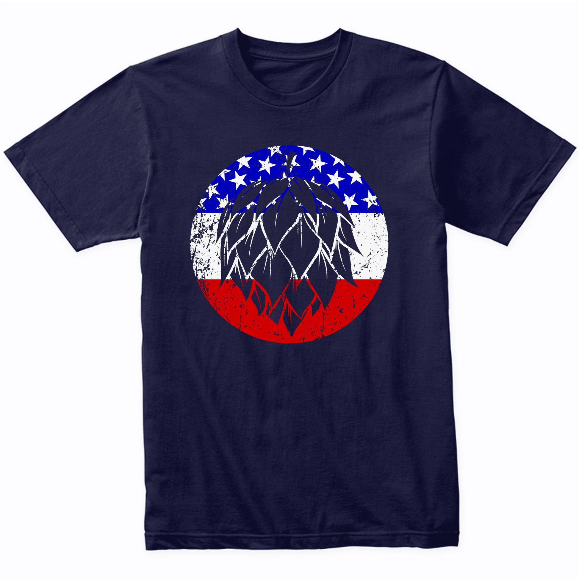 Hops Retro Style Craft Beer American Flag T-Shirt