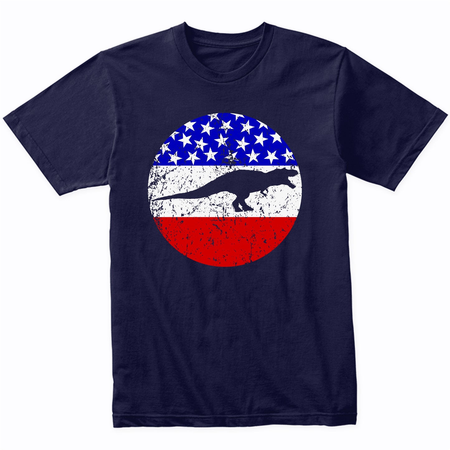 Tyrannosaurus Rex T Rex Retro Style Dinosaur American Flag T-Shirt