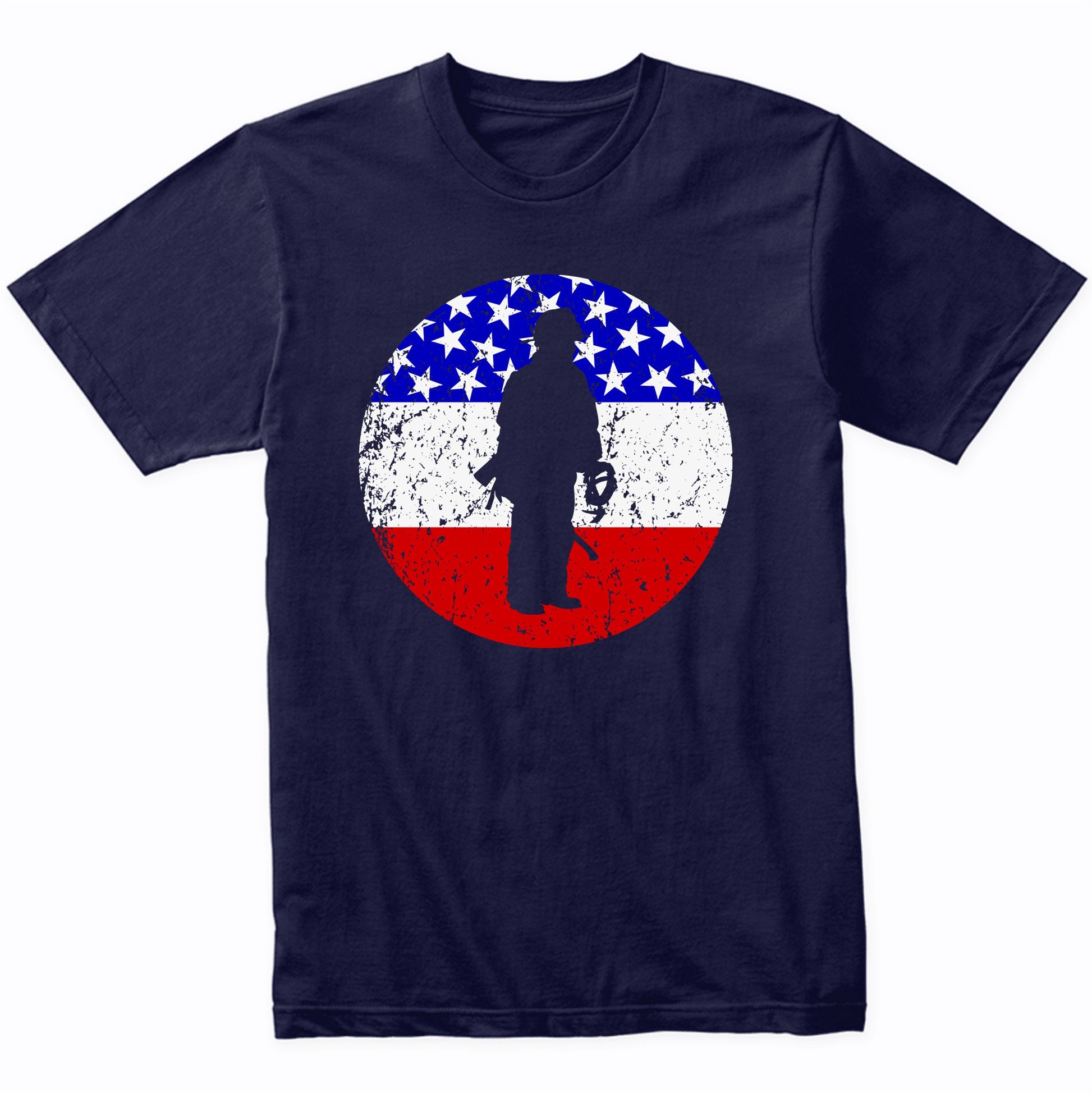 Fireman Retro Style Firefighter American Flag T-Shirt