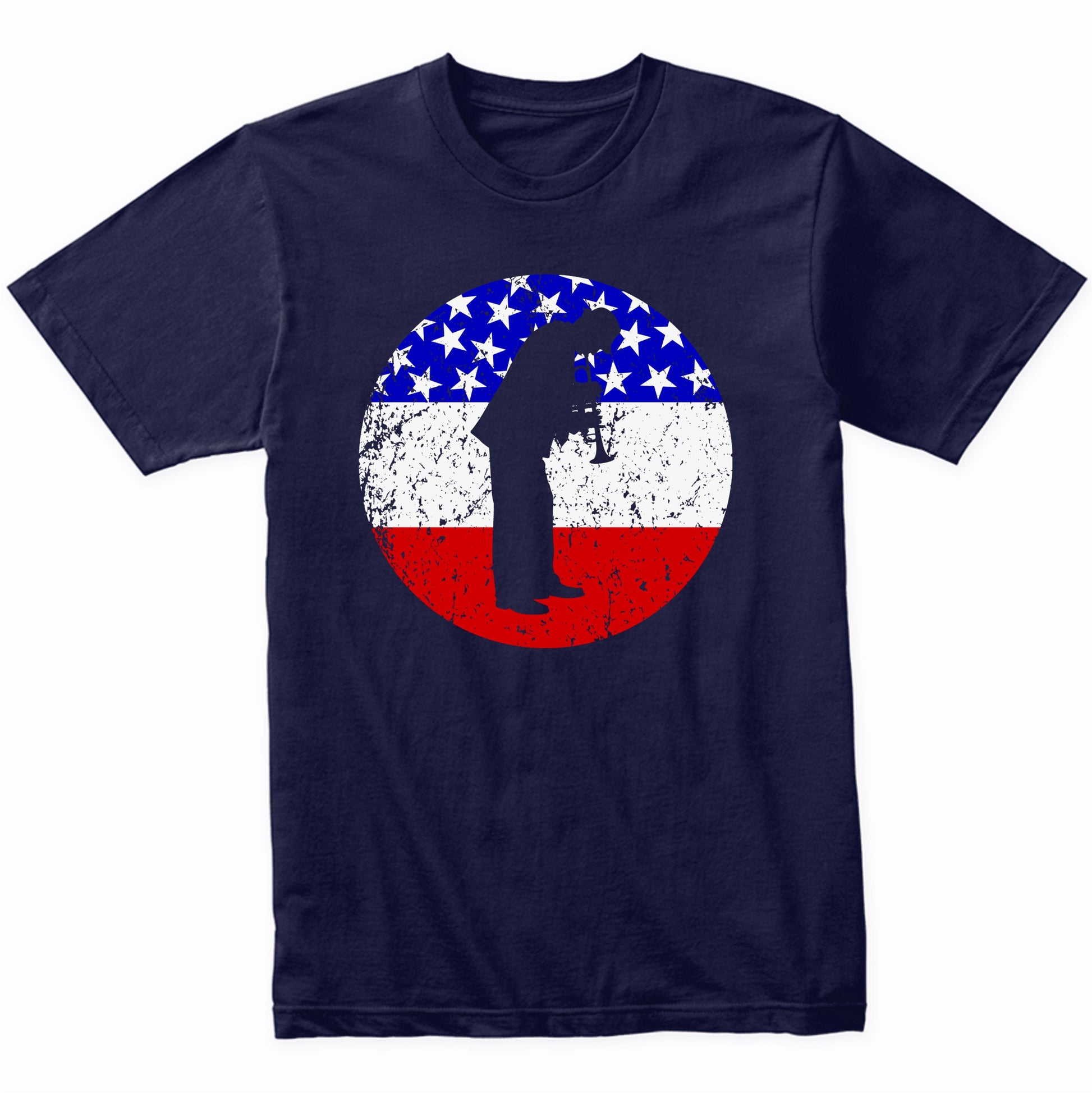 Trumpet Player Retro Style Music American Flag T-Shirt