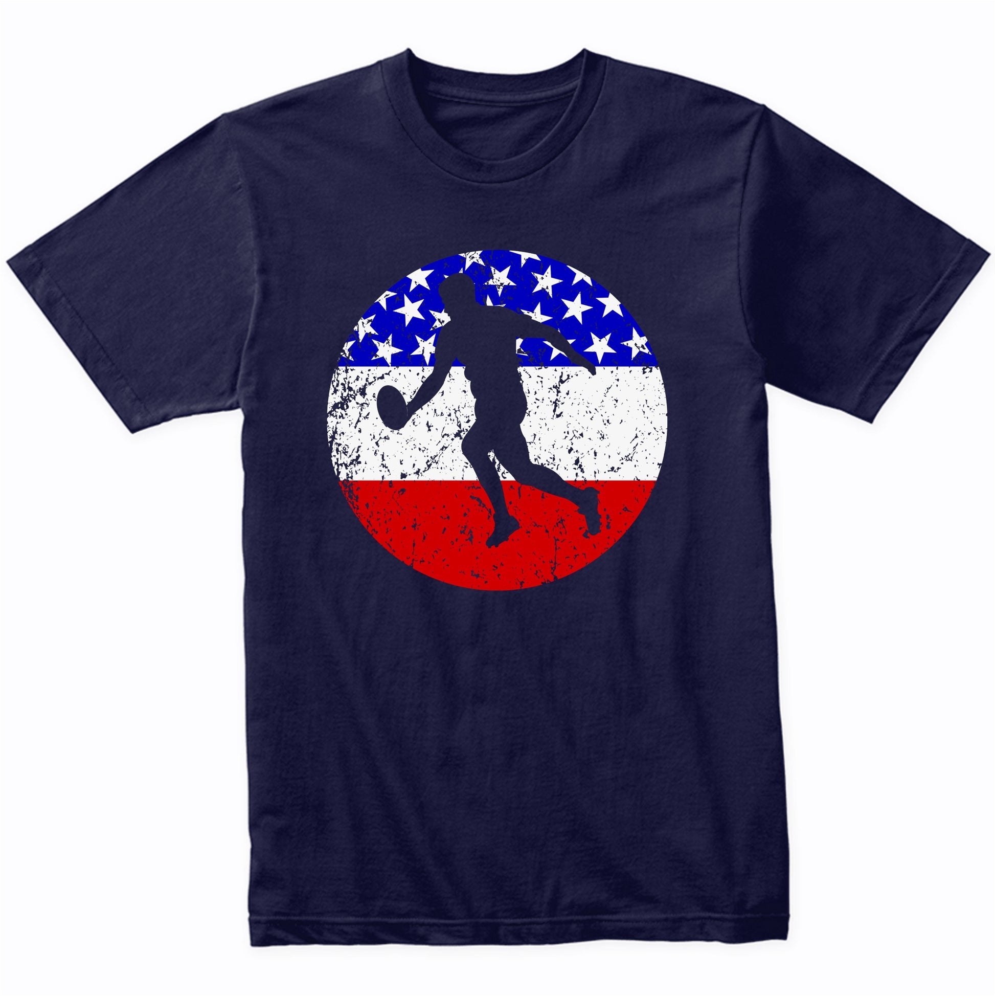 Rugby Player Retro Style Sports American Flag T-Shirt