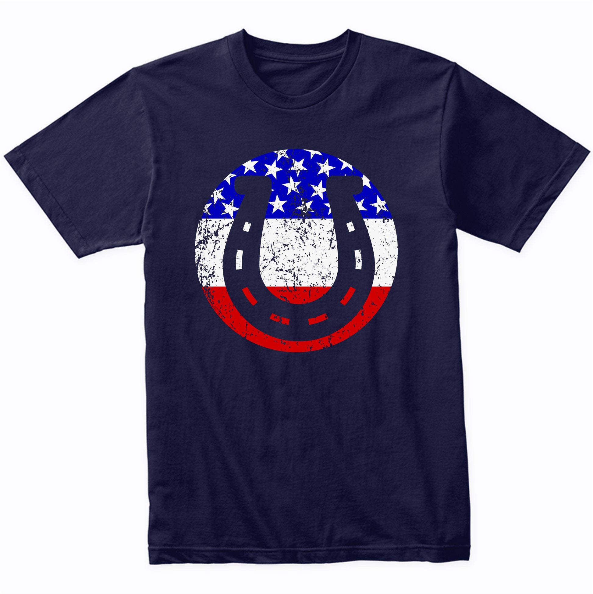 Horseshoe Retro Style Lucky American Flag T-Shirt