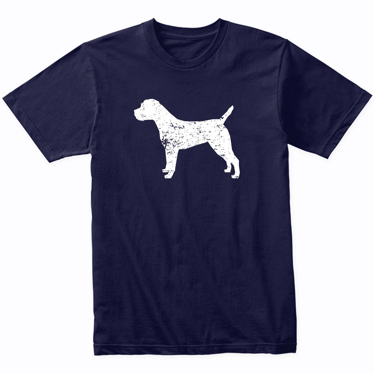 Distressed Border Terrier Silhouette Dog Owner T-Shirt