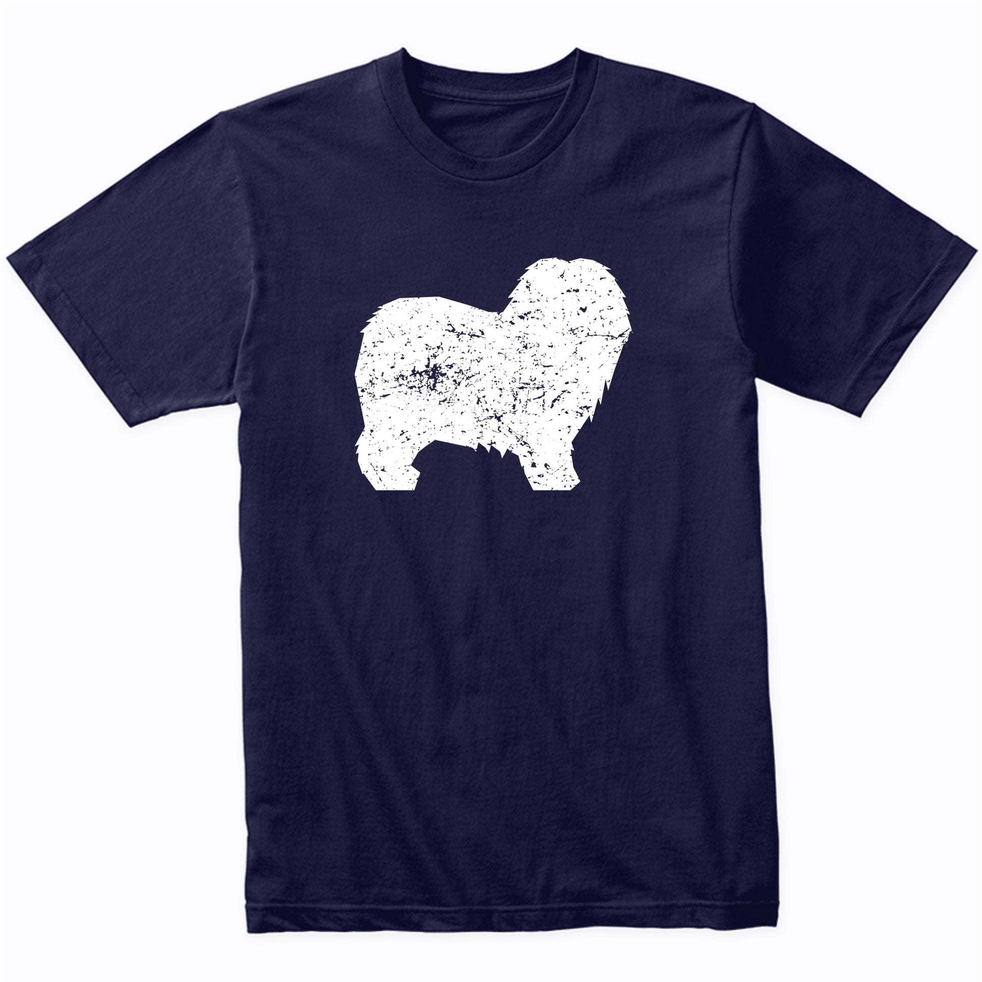 Distressed Old English Sheepdog Silhouette Dog Owner T-Shirt