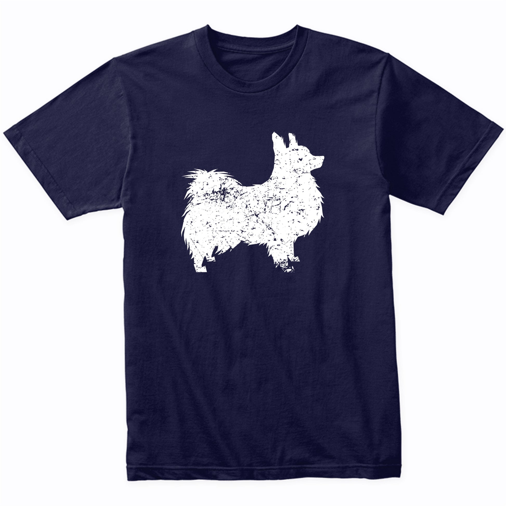 Distressed Papillon Silhouette Dog Owner T-Shirt