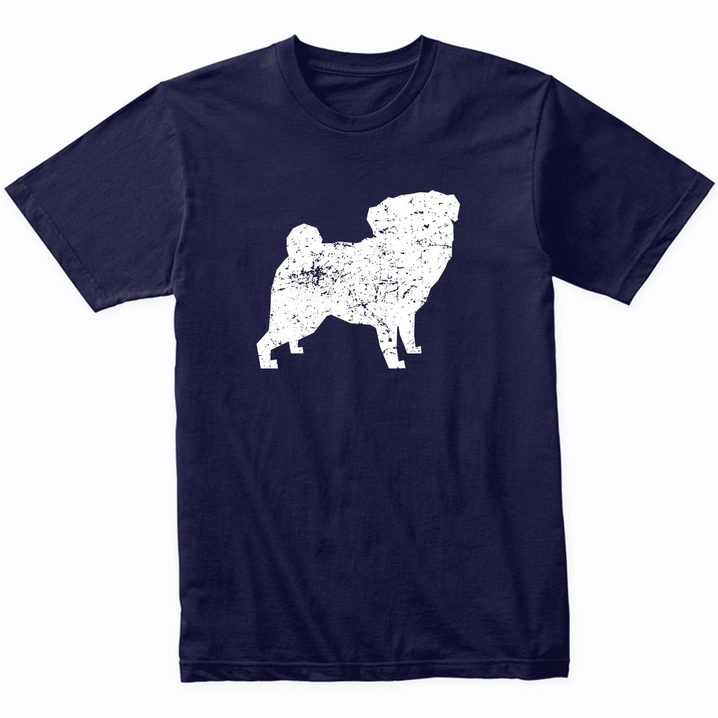 Distressed Pug Silhouette Dog Owner T-Shirt