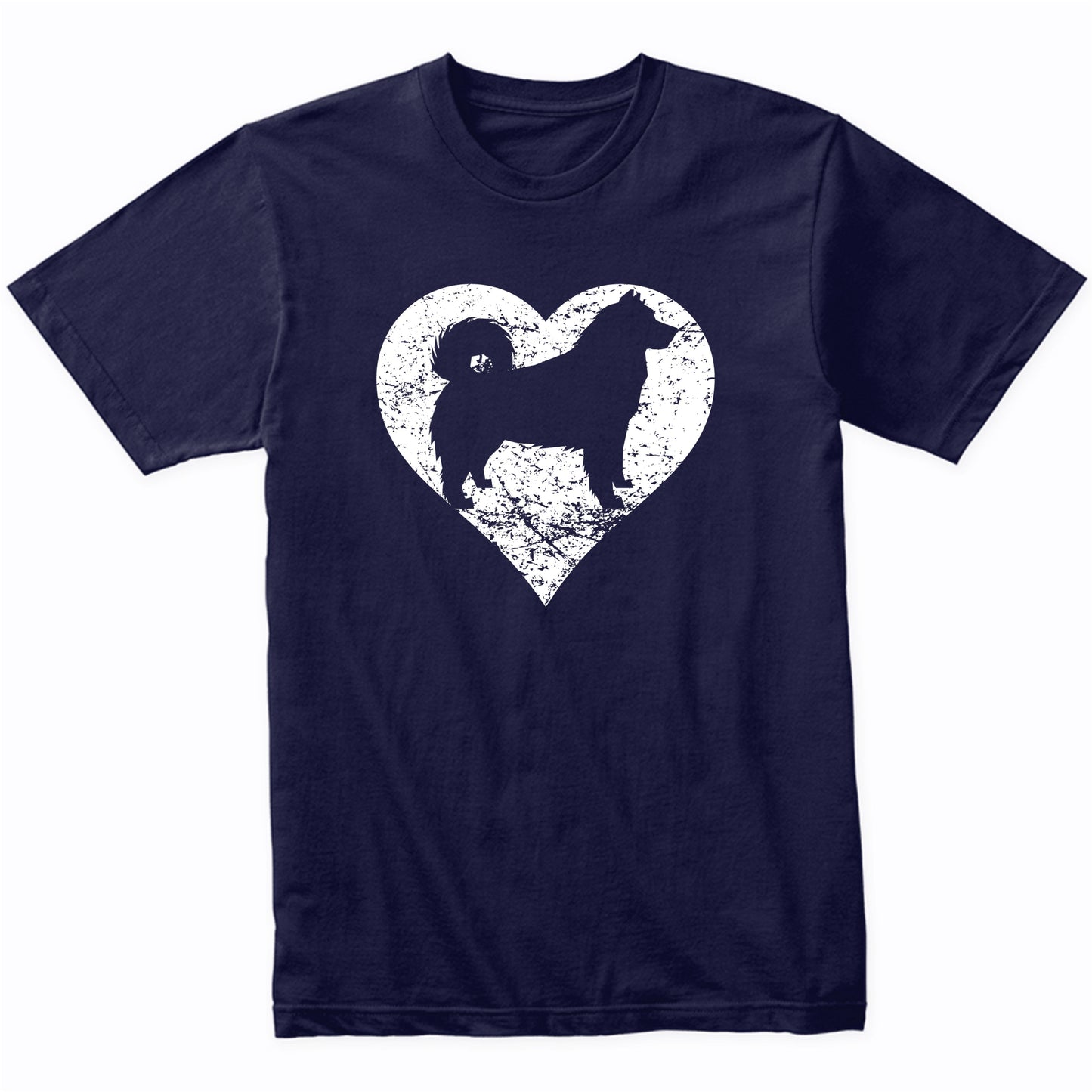Distressed Alaskan Malamute Heart Dog Owner Graphic T-Shirt