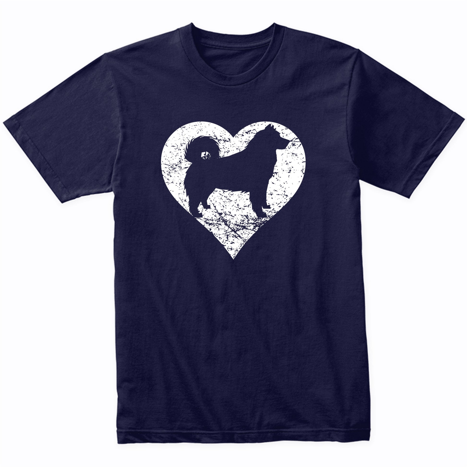 Distressed Alaskan Malamute Heart Dog Owner Graphic T-Shirt