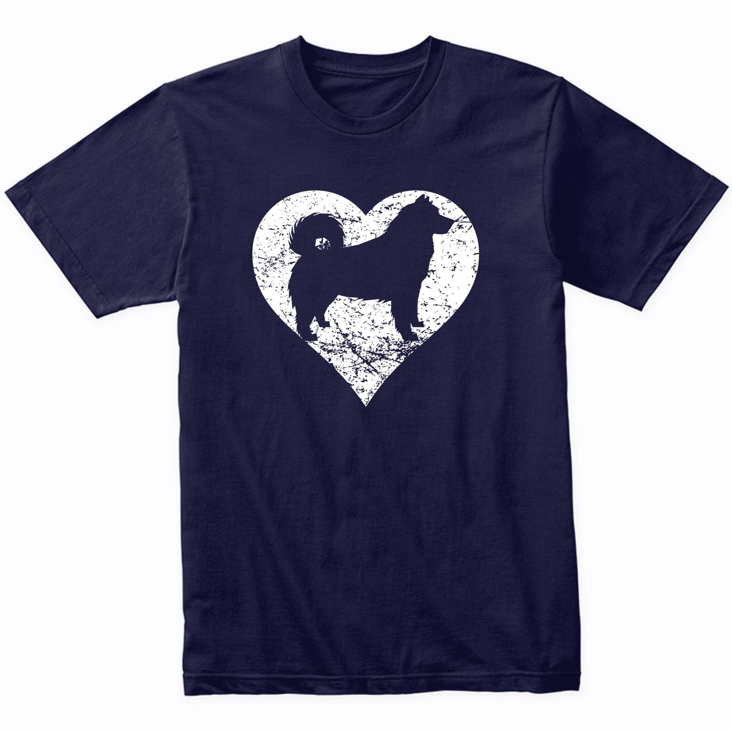 Distressed Alaskan Malamute Heart Dog Owner Graphic T-Shirt
