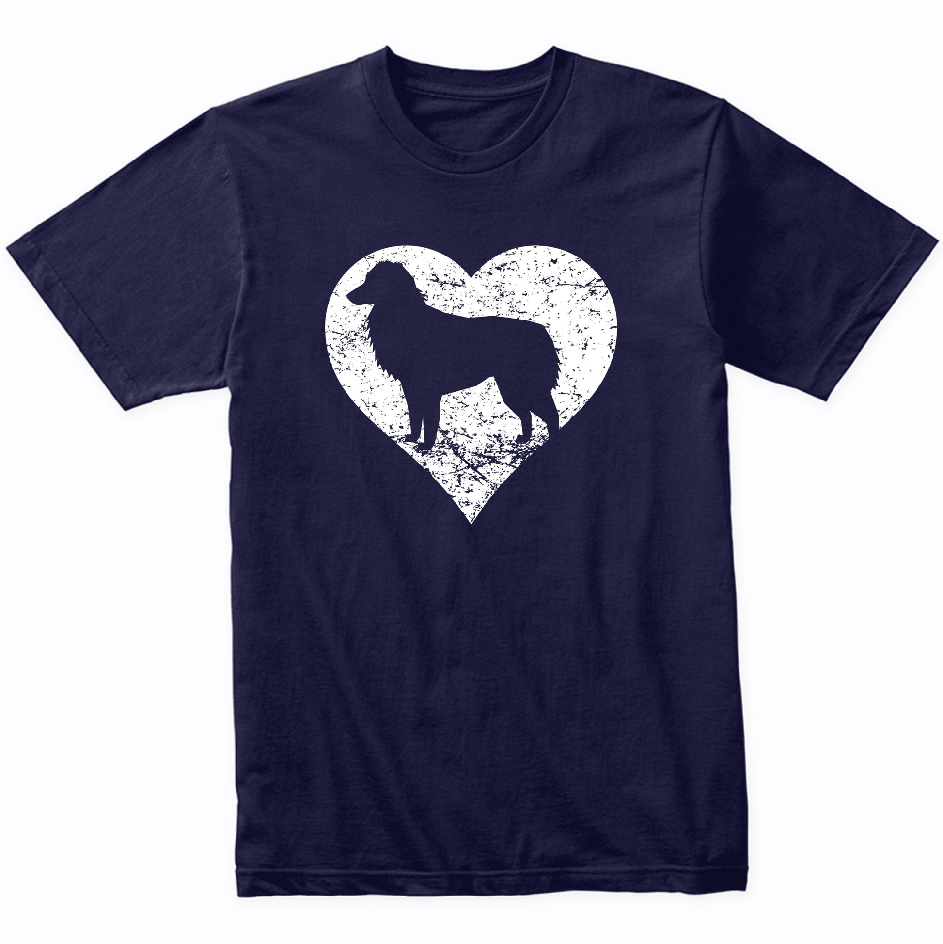 Distressed Australian Shepherd Heart Dog Owner Graphic T-Shirt