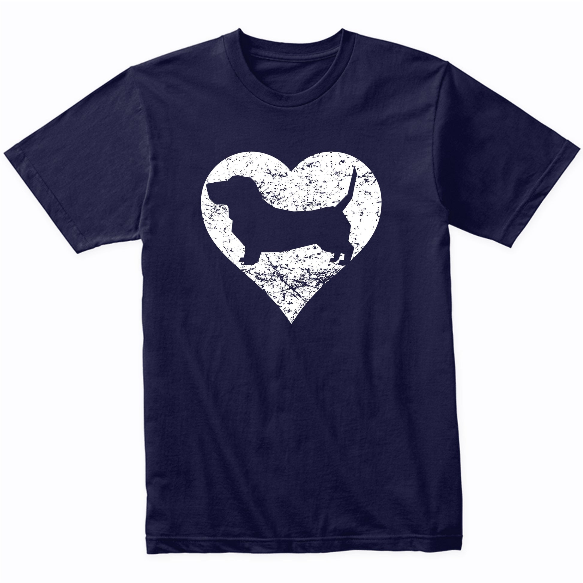 Distressed Basset Hound Heart Dog Owner Graphic T-Shirt