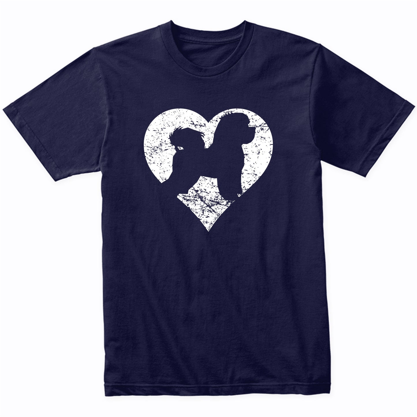Distressed Bichon Frise Heart Dog Owner Graphic T-Shirt