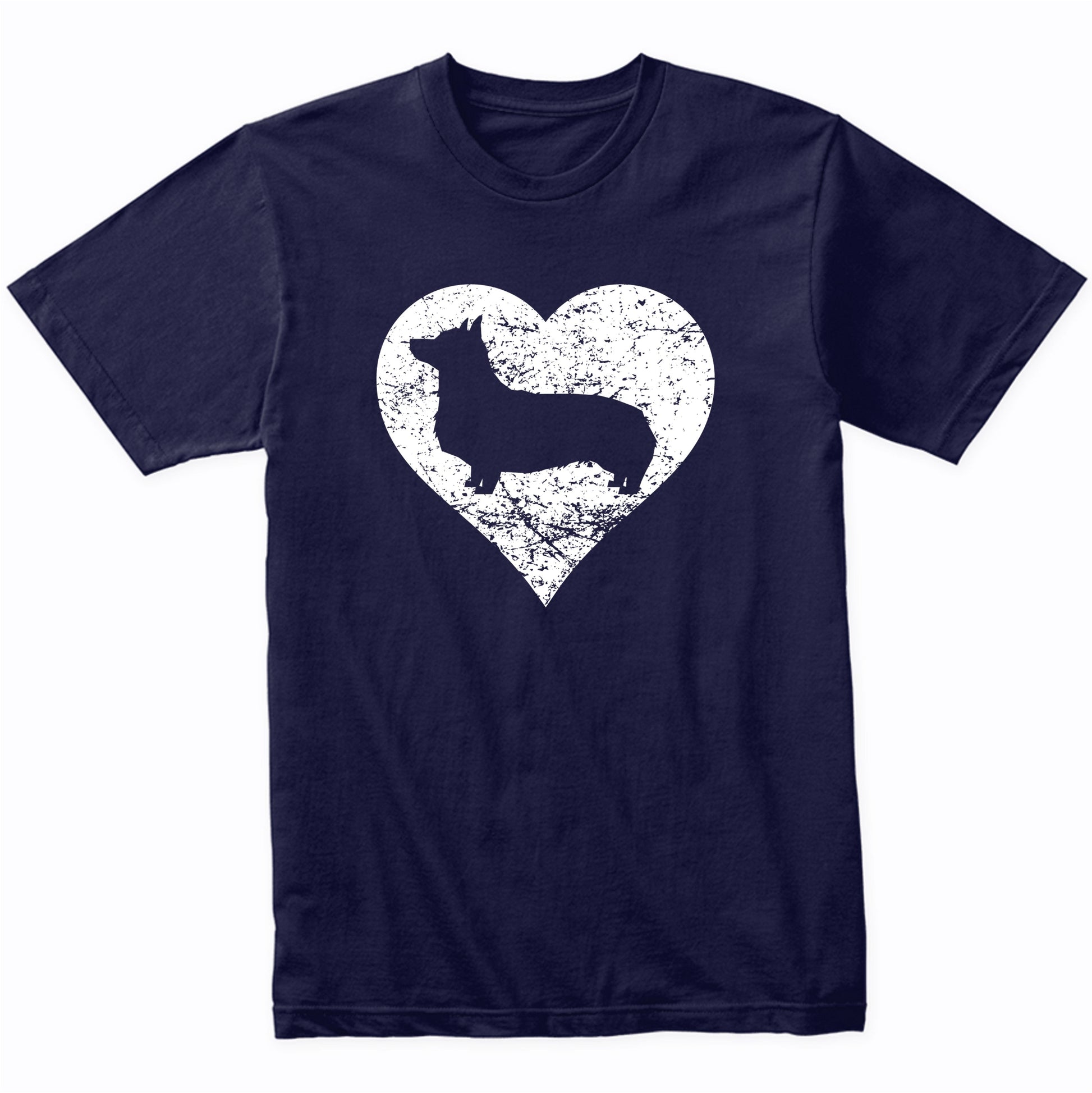 Distressed Corgi Heart Dog Owner Graphic T-Shirt