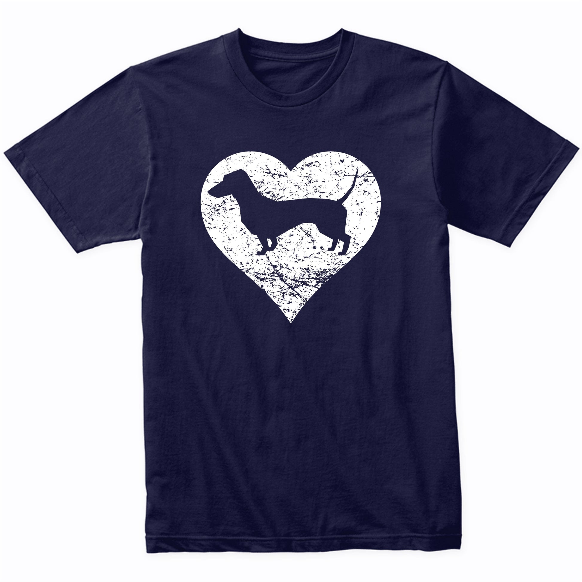 Distressed Dachshund Heart Dog Owner Graphic T-Shirt