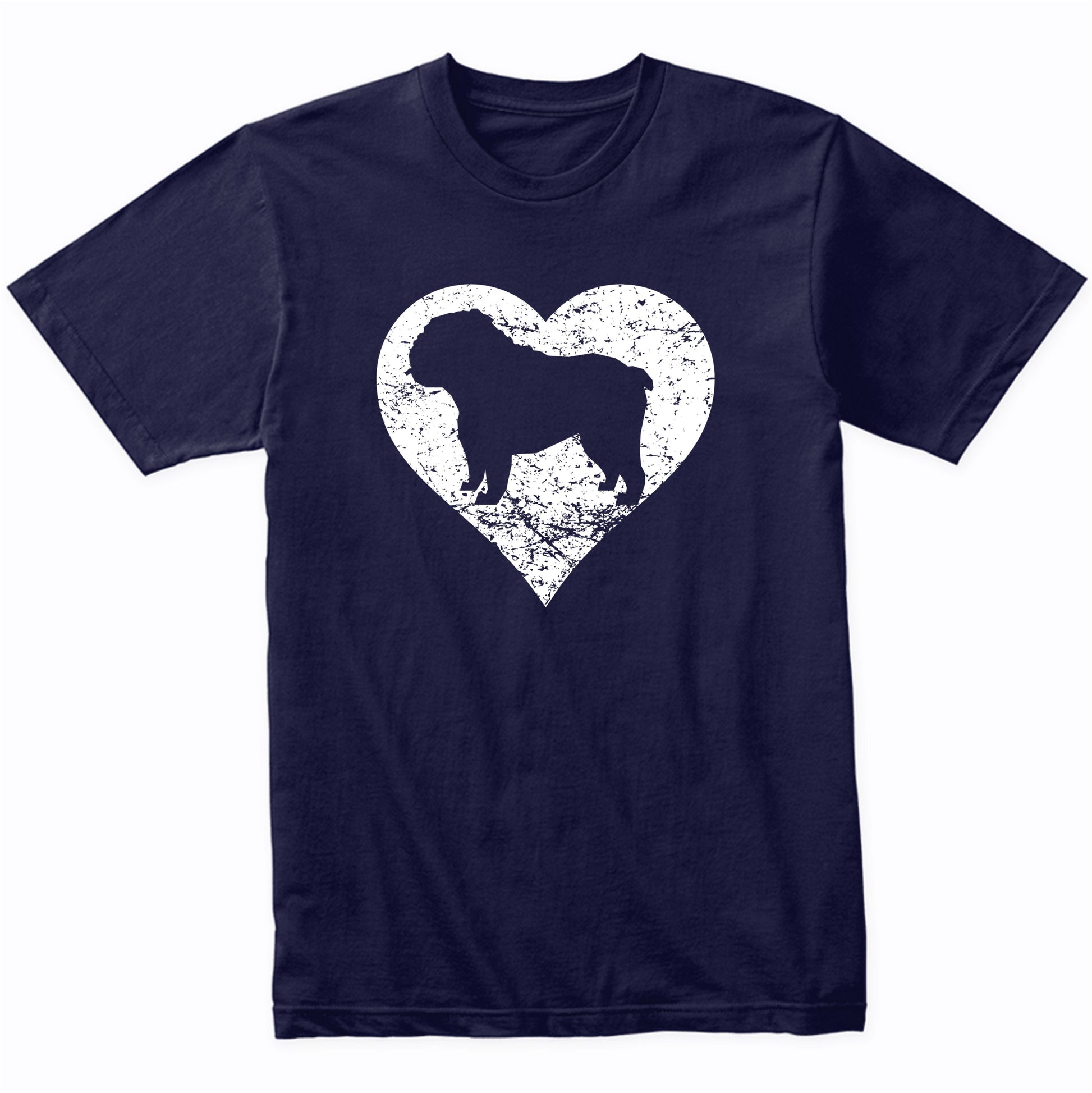 Distressed English Bulldog Heart Dog Owner Graphic T-Shirt