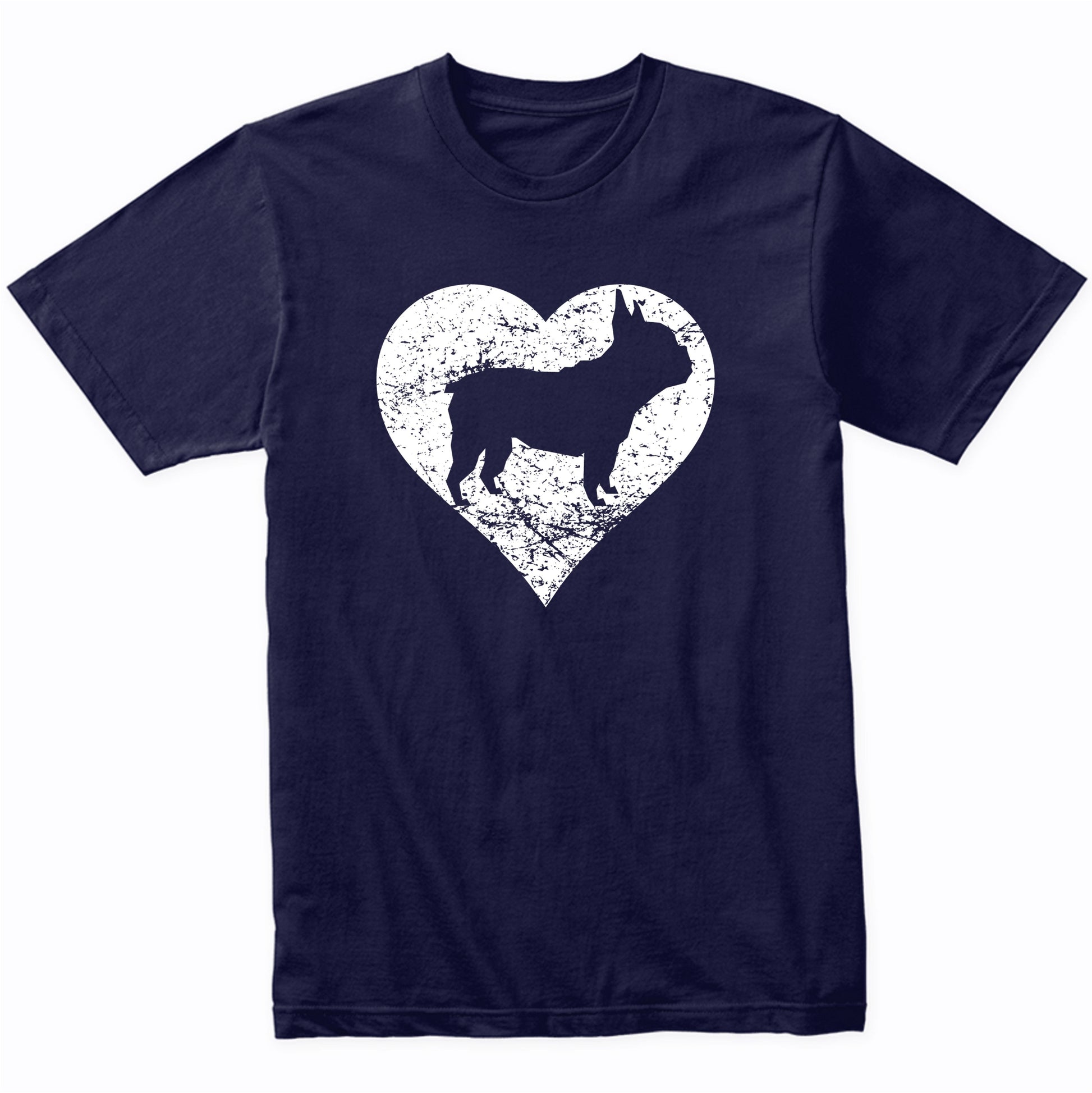 Distressed French Bulldog Heart Dog Owner Graphic T-Shirt