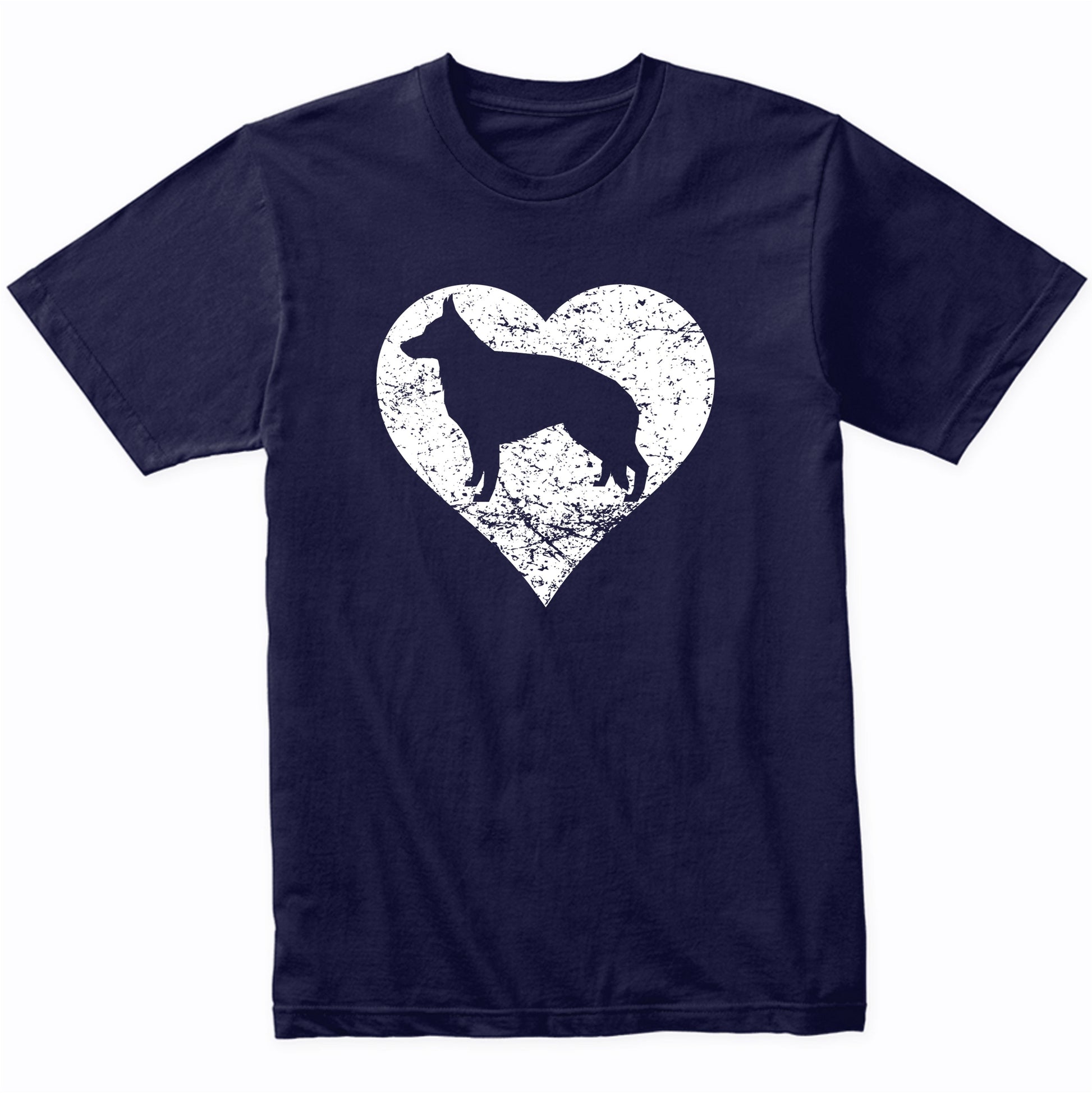 Distressed German Shepherd Heart Dog Owner Graphic T-Shirt