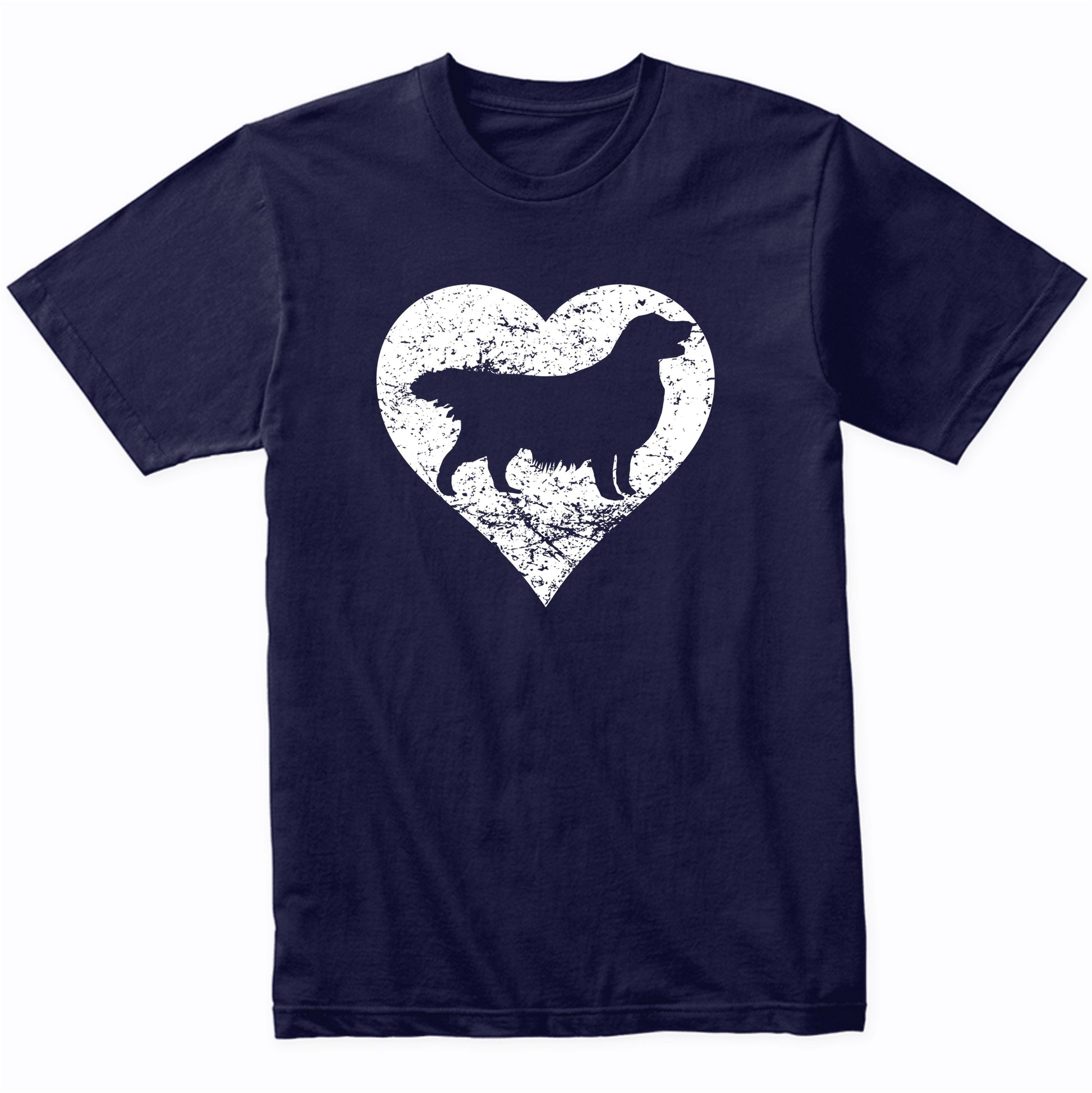 Distressed Golden Retriever Heart Dog Owner Graphic T-Shirt