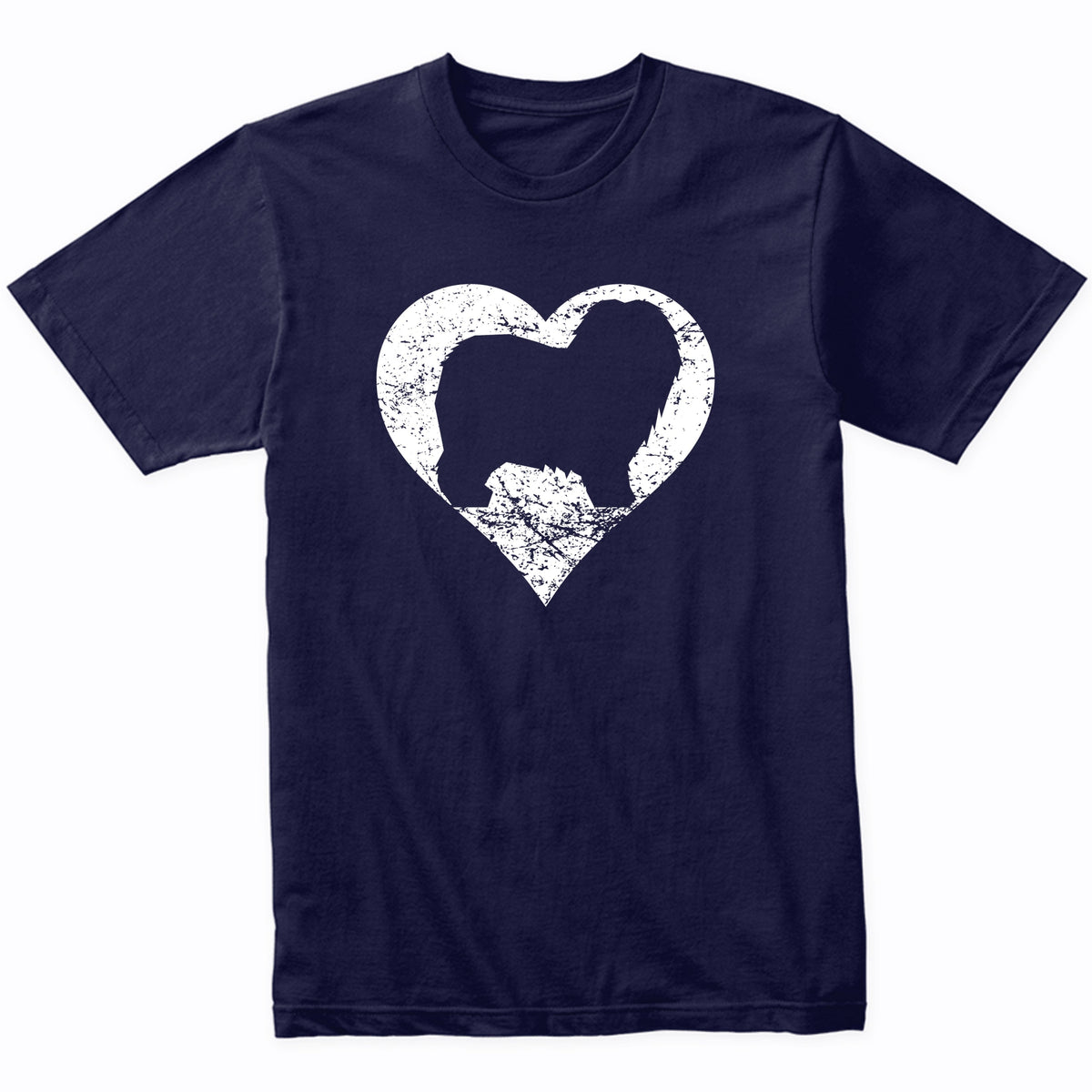 Distressed Old English Sheepdog Heart Dog Owner Graphic T-Shirt