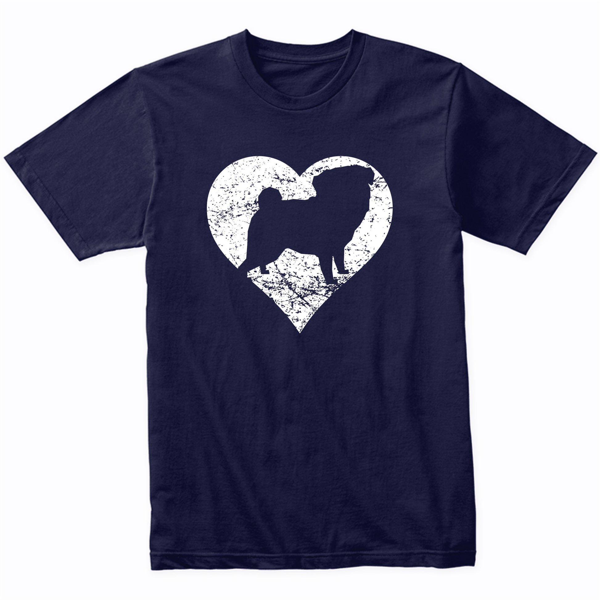 Distressed Pug Heart Dog Owner Graphic T-Shirt