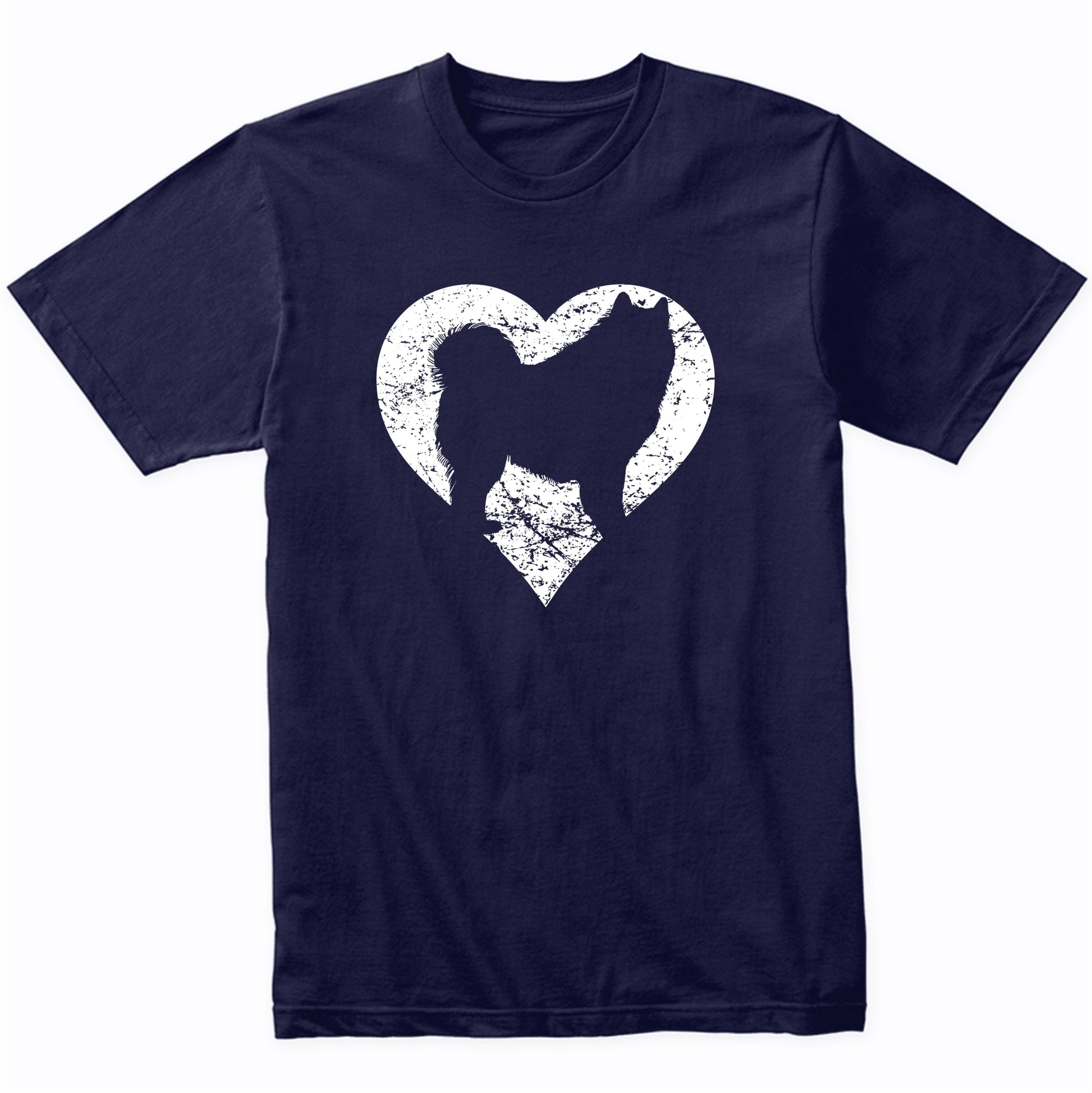 Distressed Samoyed Heart Dog Owner Graphic T-Shirt