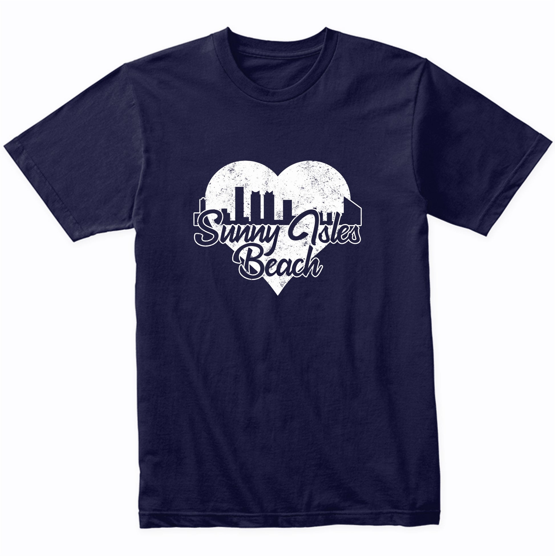 Retro Sunny Isles Beach Florida Skyline Heart Distressed T-Shirt