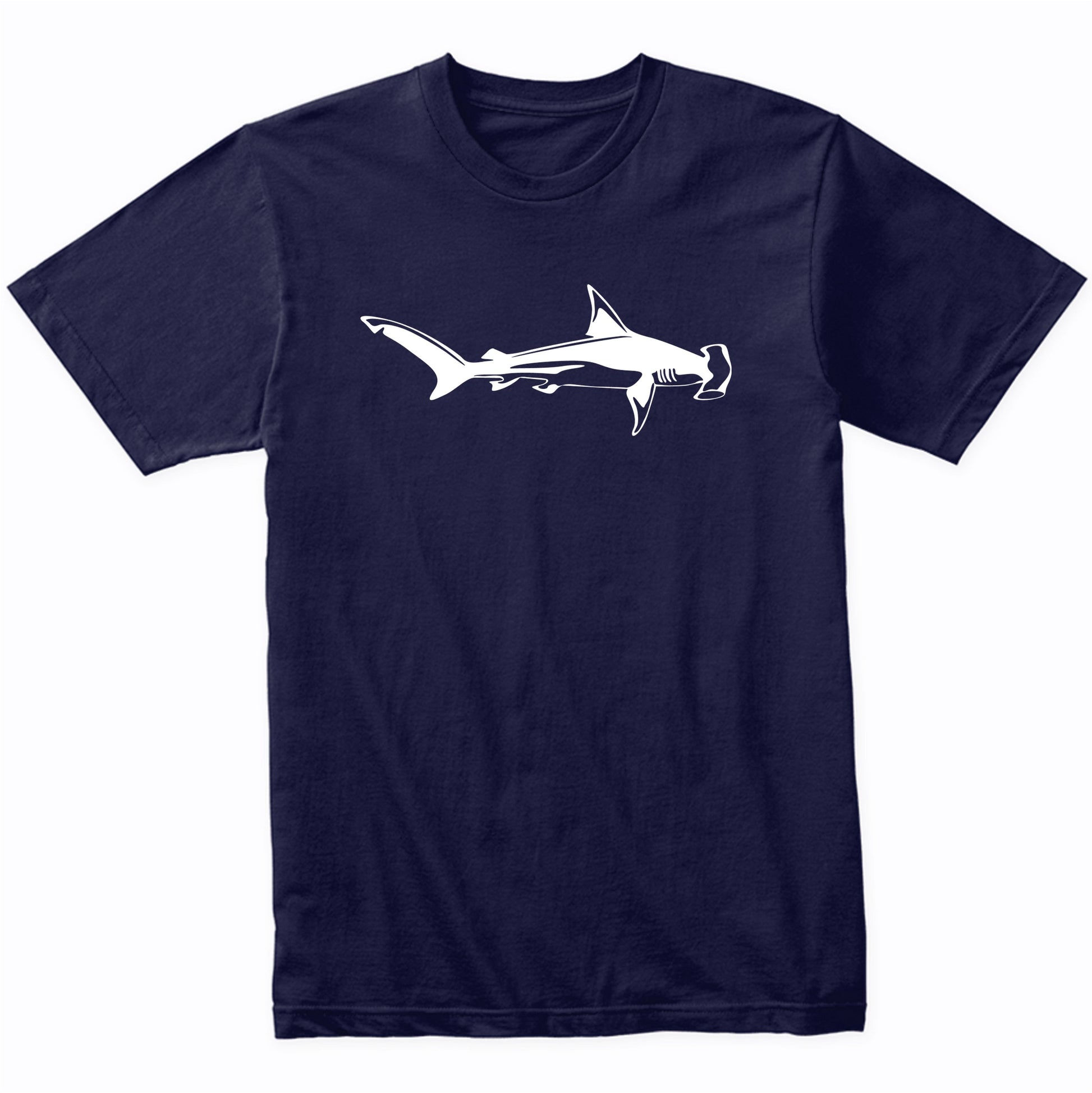Great Hammerhead Shark Silhouette Simple Shark Design T-Shirt Men's X-Large / Navy