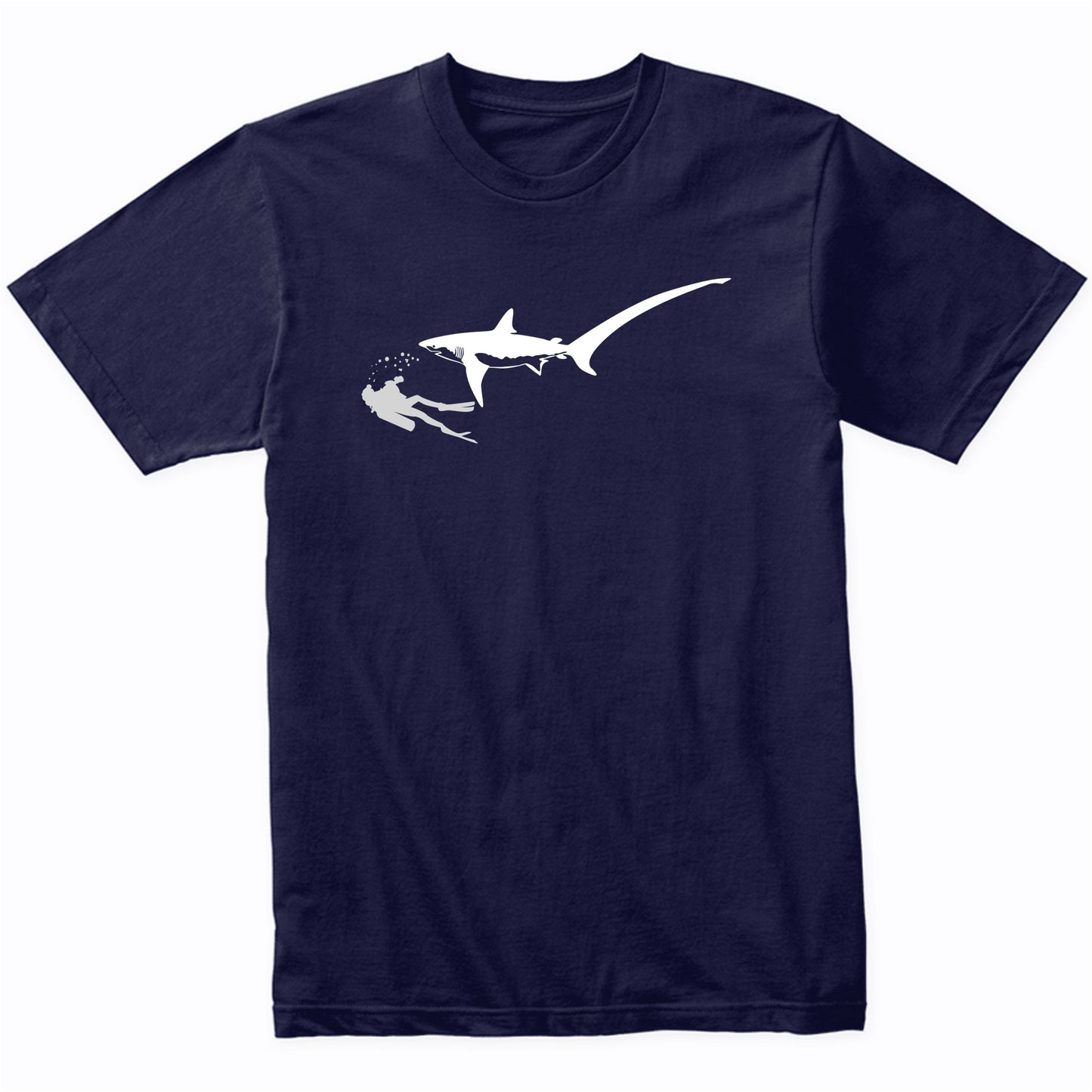 Scuba Diver Swimming With Thresher Shark T-Shirt
