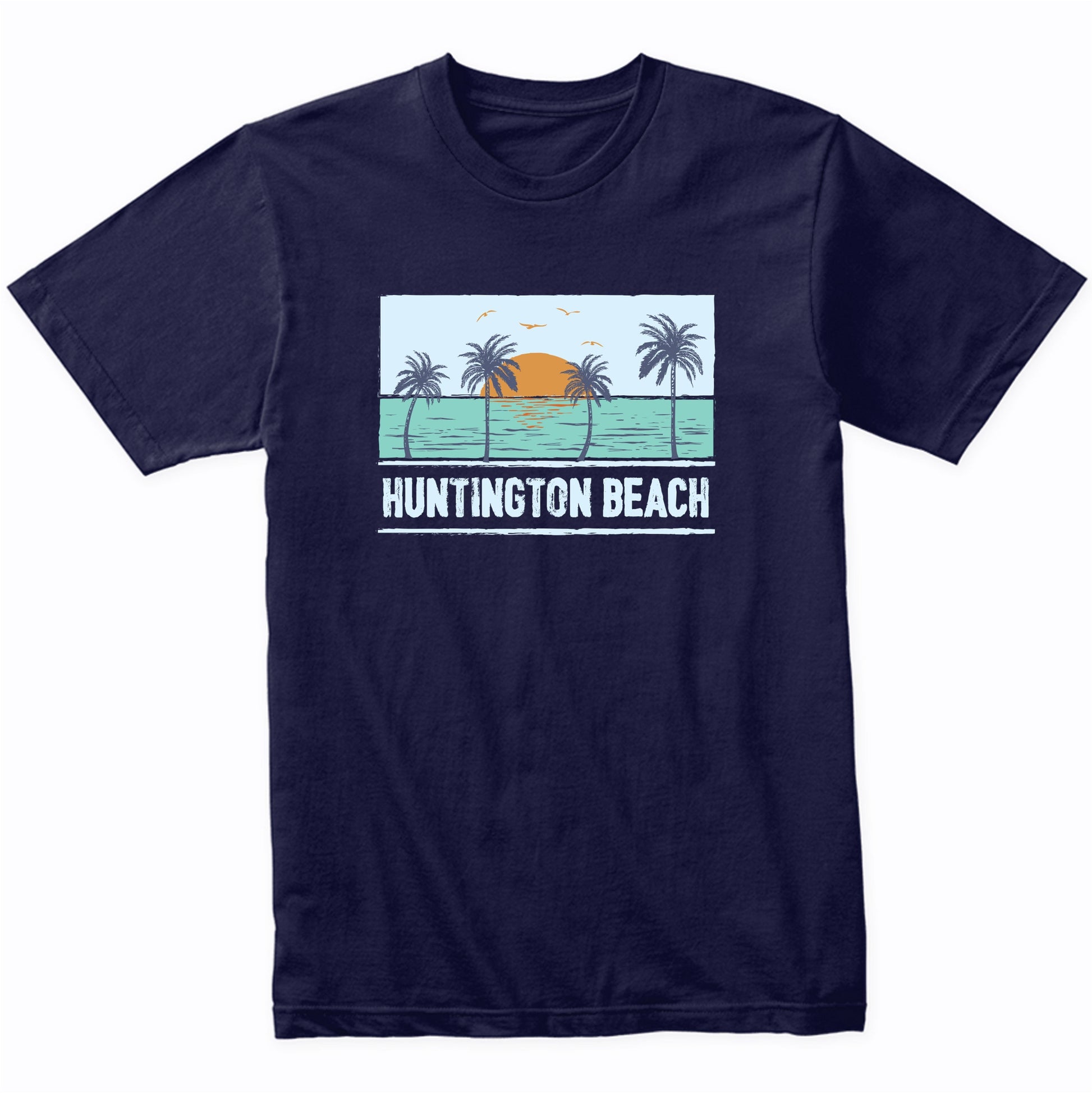 Retro Huntington Beach California Tropical Sunset Vacation T-Shirt