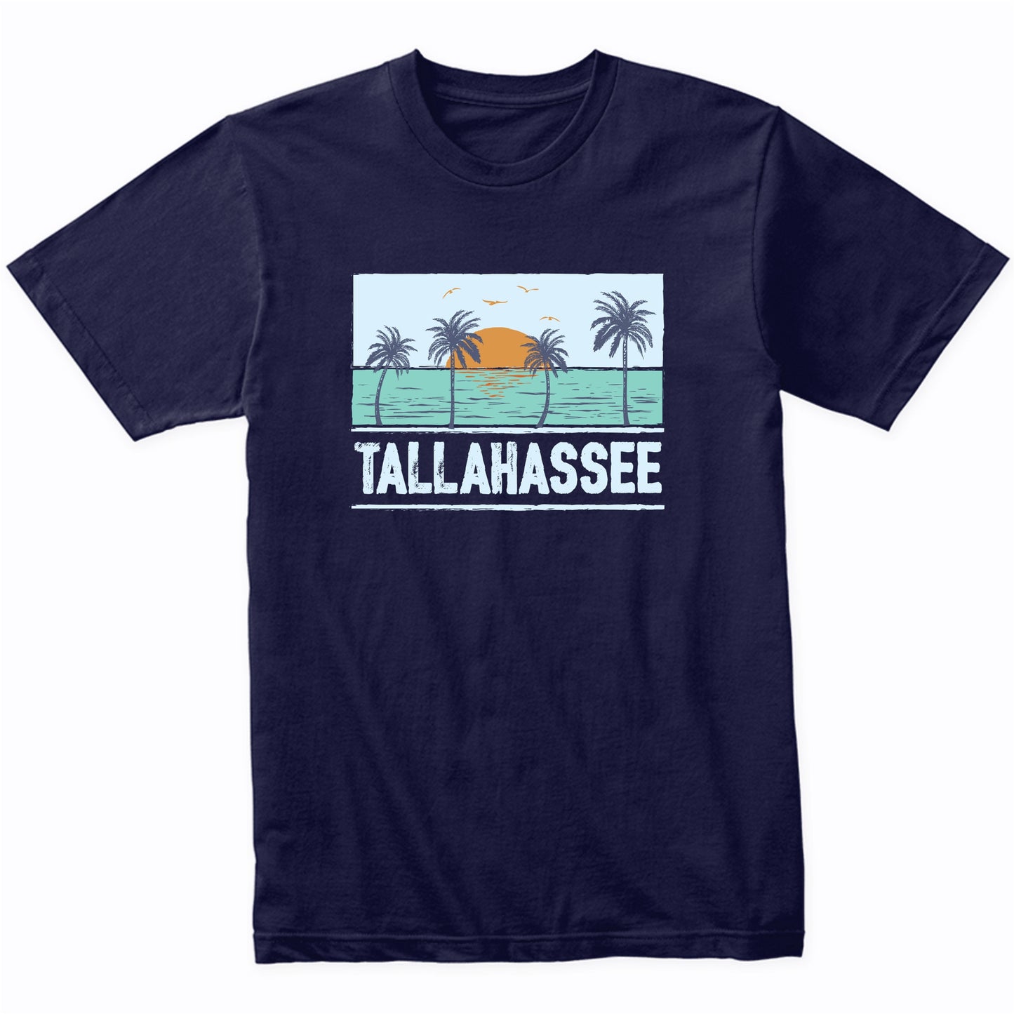 Retro Tallahassee Florida Tropical Sunset Beach Vacation T-Shirt