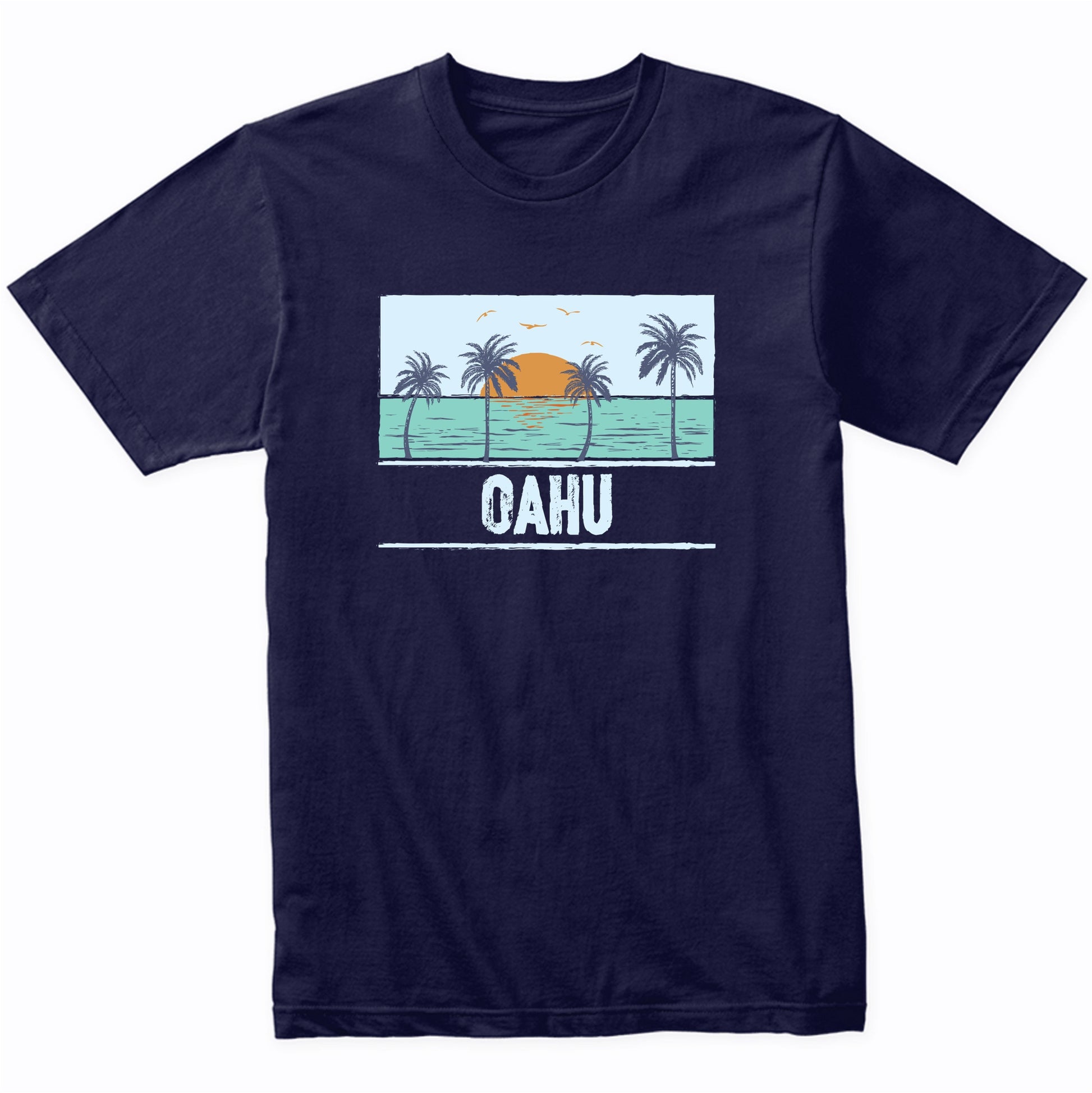 Retro Oahu Hawaii Tropical Sunset Beach Vacation T-Shirt