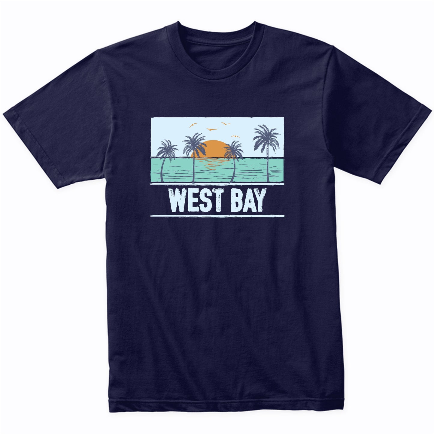 Retro West Bay Honduras Tropical Sunset Beach Vacation T-Shirt